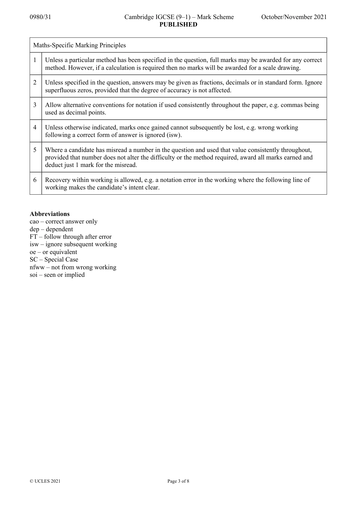 Mark scheme, page 3 of 8