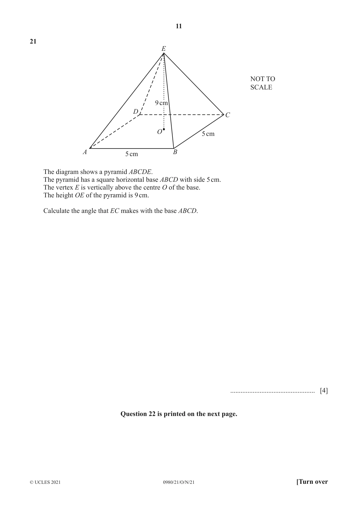Cambridge IGCSE Mathematics (9-1) 0980 2021 Oct/Nov Paper 2 · Variant 1 question paper, page 11 of 12