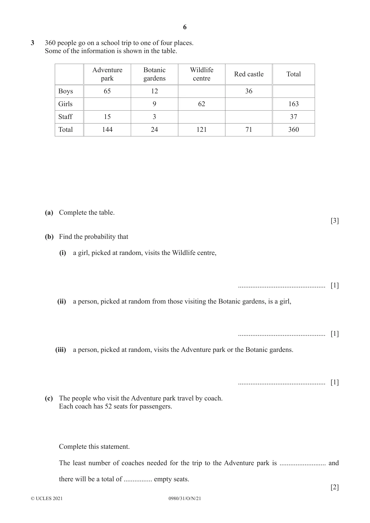 Cambridge IGCSE Mathematics (9-1) 0980 2021 Oct/Nov Paper 3 · Variant 1 question paper, page 6 of 20
