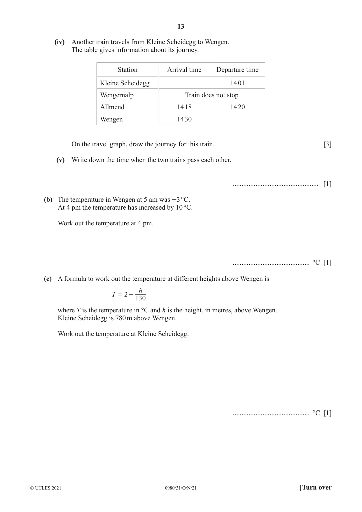 Cambridge IGCSE Mathematics (9-1) 0980 2021 Oct/Nov Paper 3 · Variant 1 question paper, page 13 of 20