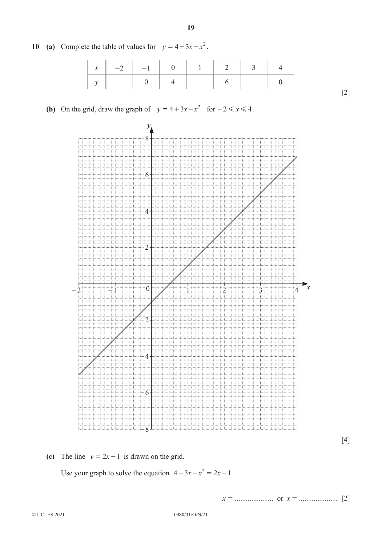 Cambridge IGCSE Mathematics (9-1) 0980 2021 Oct/Nov Paper 3 · Variant 1 question paper, page 19 of 20