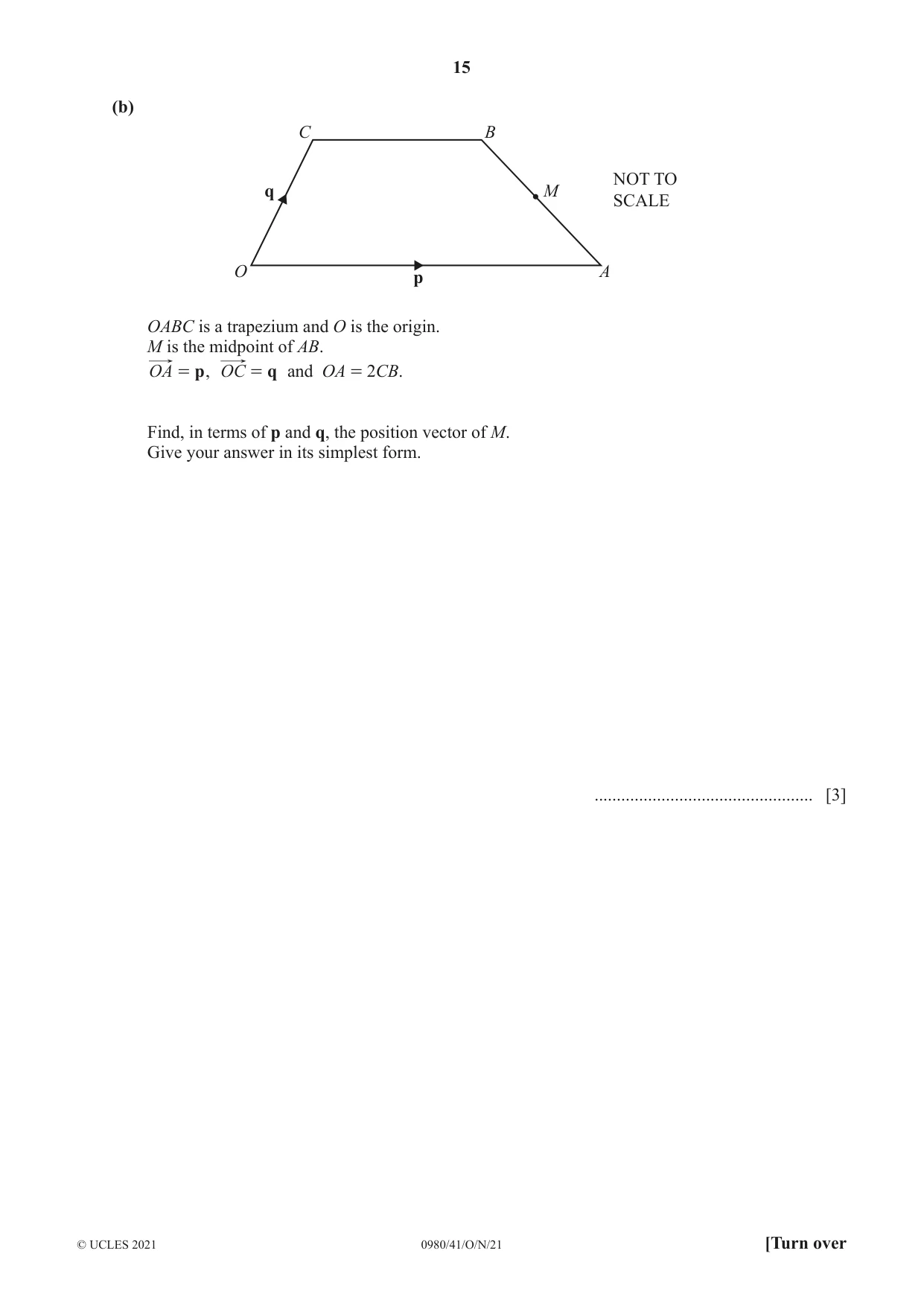 Cambridge IGCSE Mathematics (9-1) 0980 2021 Oct/Nov Paper 4 · Variant 1 question paper, page 15 of 20