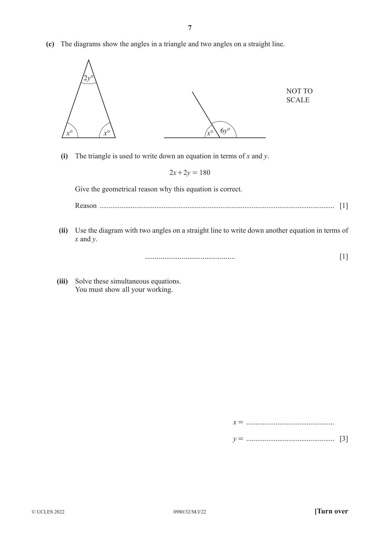 Cambridge IGCSE Mathematics (9-1) 0980 2022 May/June Paper 3 · Variant 2 question paper, page 7 of 20
