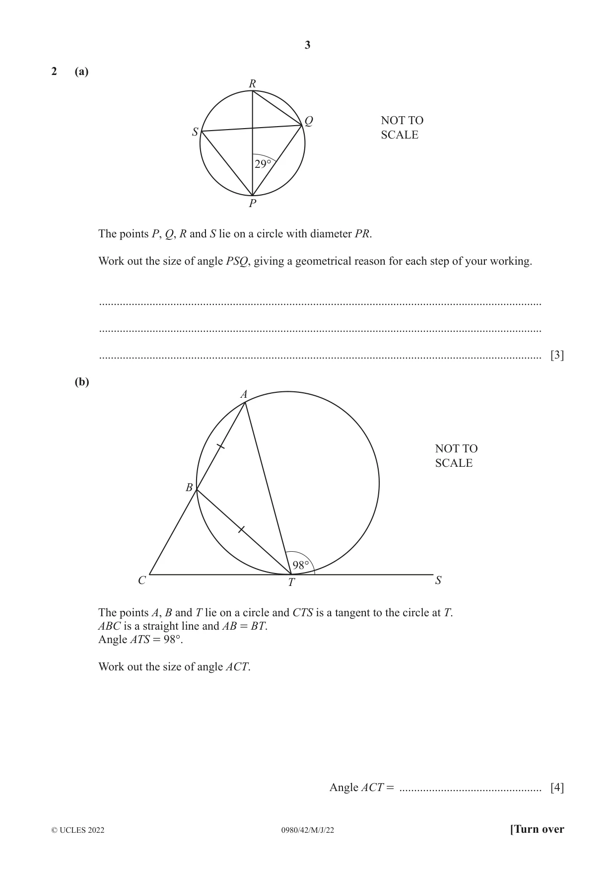 Cambridge IGCSE Mathematics (9-1) 0980 2022 May/June Paper 4 · Variant 2 question paper, page 3 of 20