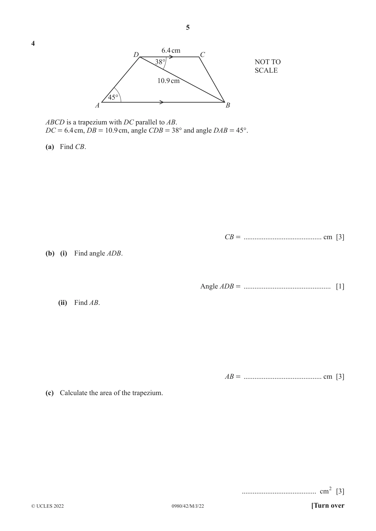 Cambridge IGCSE Mathematics (9-1) 0980 2022 May/June Paper 4 · Variant 2 question paper, page 5 of 20