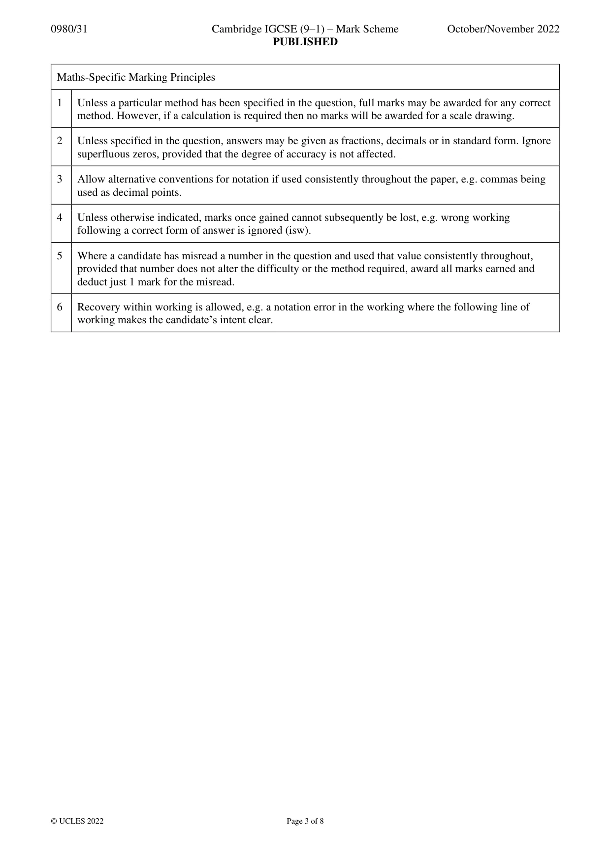 Mark scheme, page 3 of 8