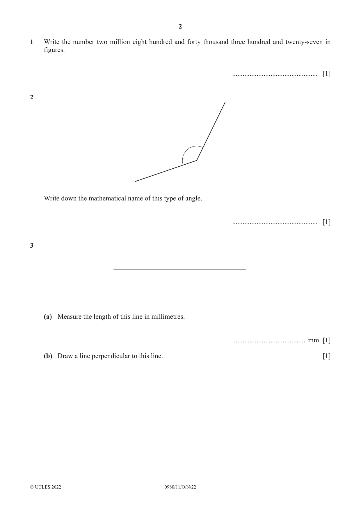 Cambridge IGCSE Mathematics (9-1) 0980 2022 Oct/Nov Paper 1 · Variant 1 question paper, page 2 of 12