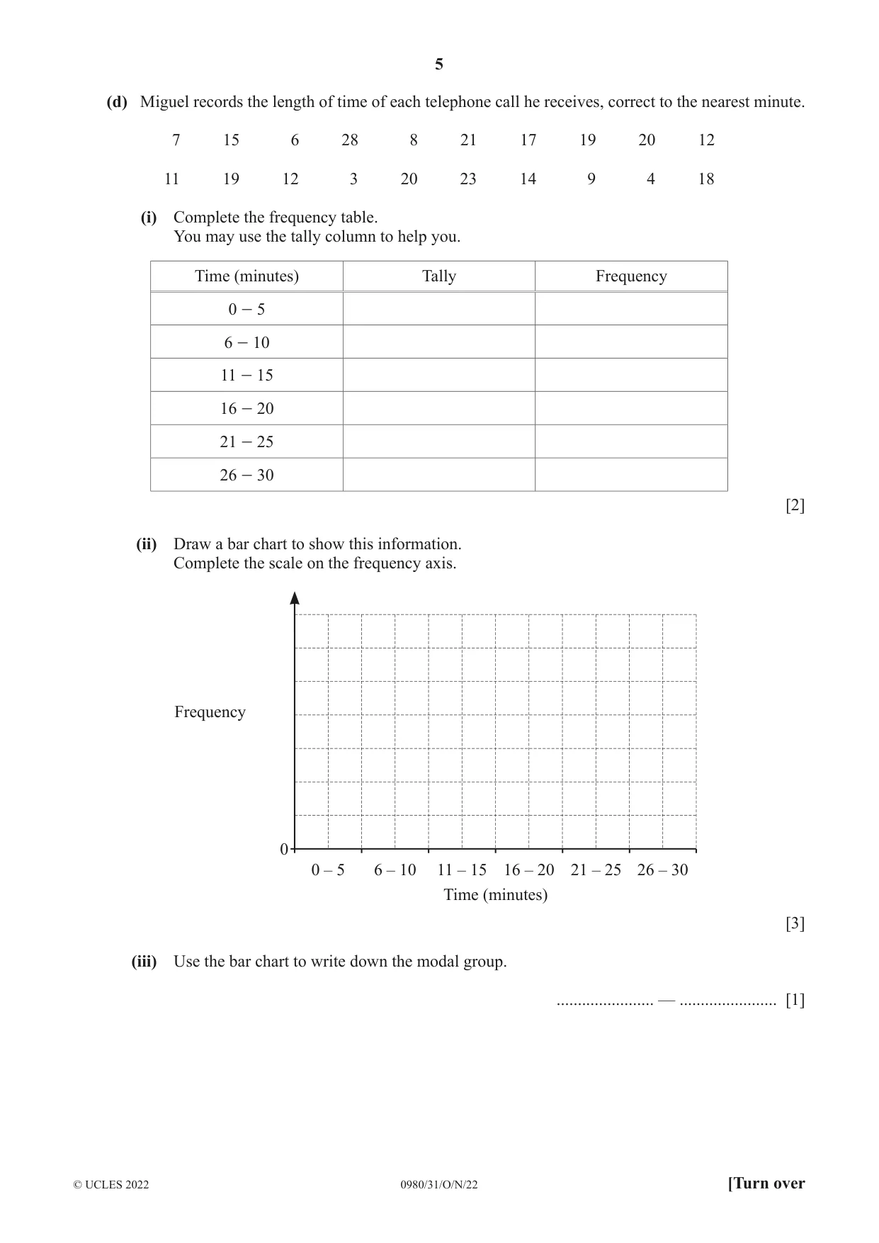 Cambridge IGCSE Mathematics (9-1) 0980 2022 Oct/Nov Paper 3 · Variant 1 question paper, page 5 of 16