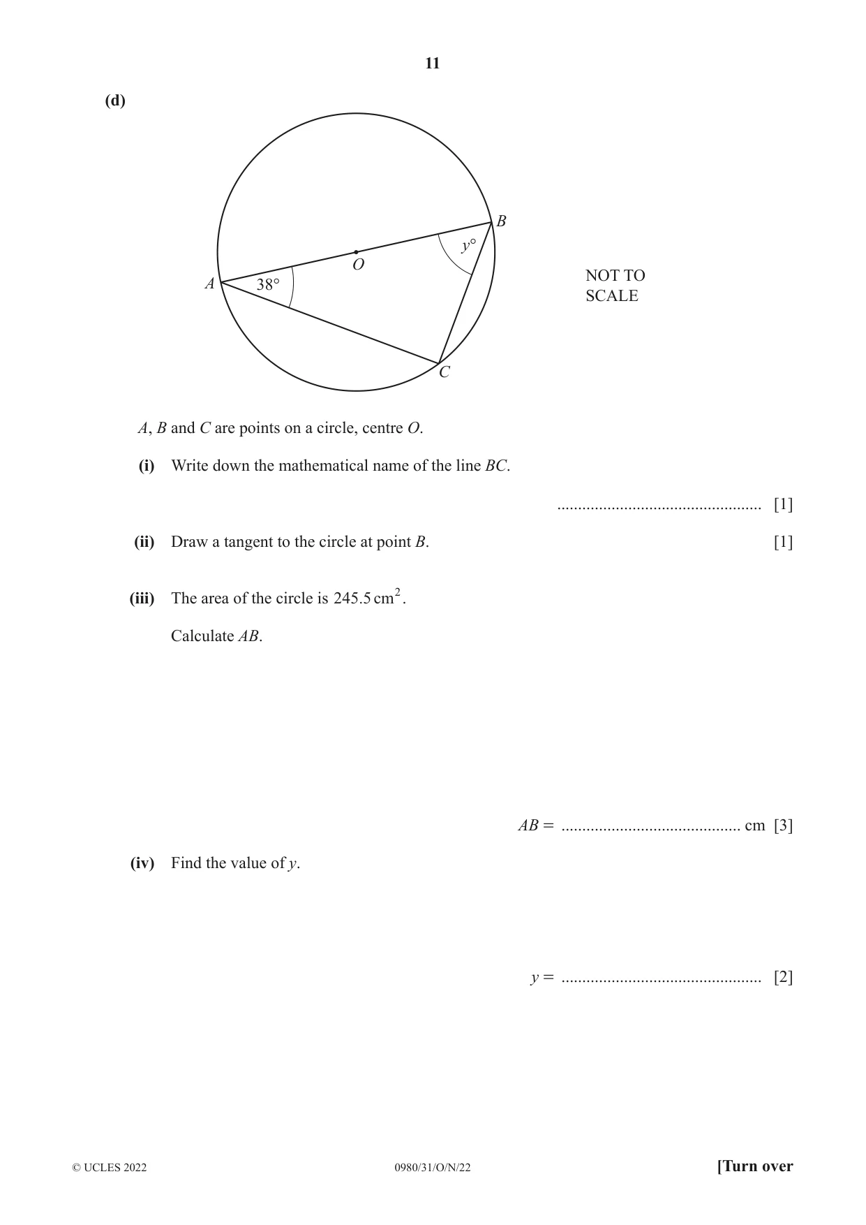 Cambridge IGCSE Mathematics (9-1) 0980 2022 Oct/Nov Paper 3 · Variant 1 question paper, page 11 of 16