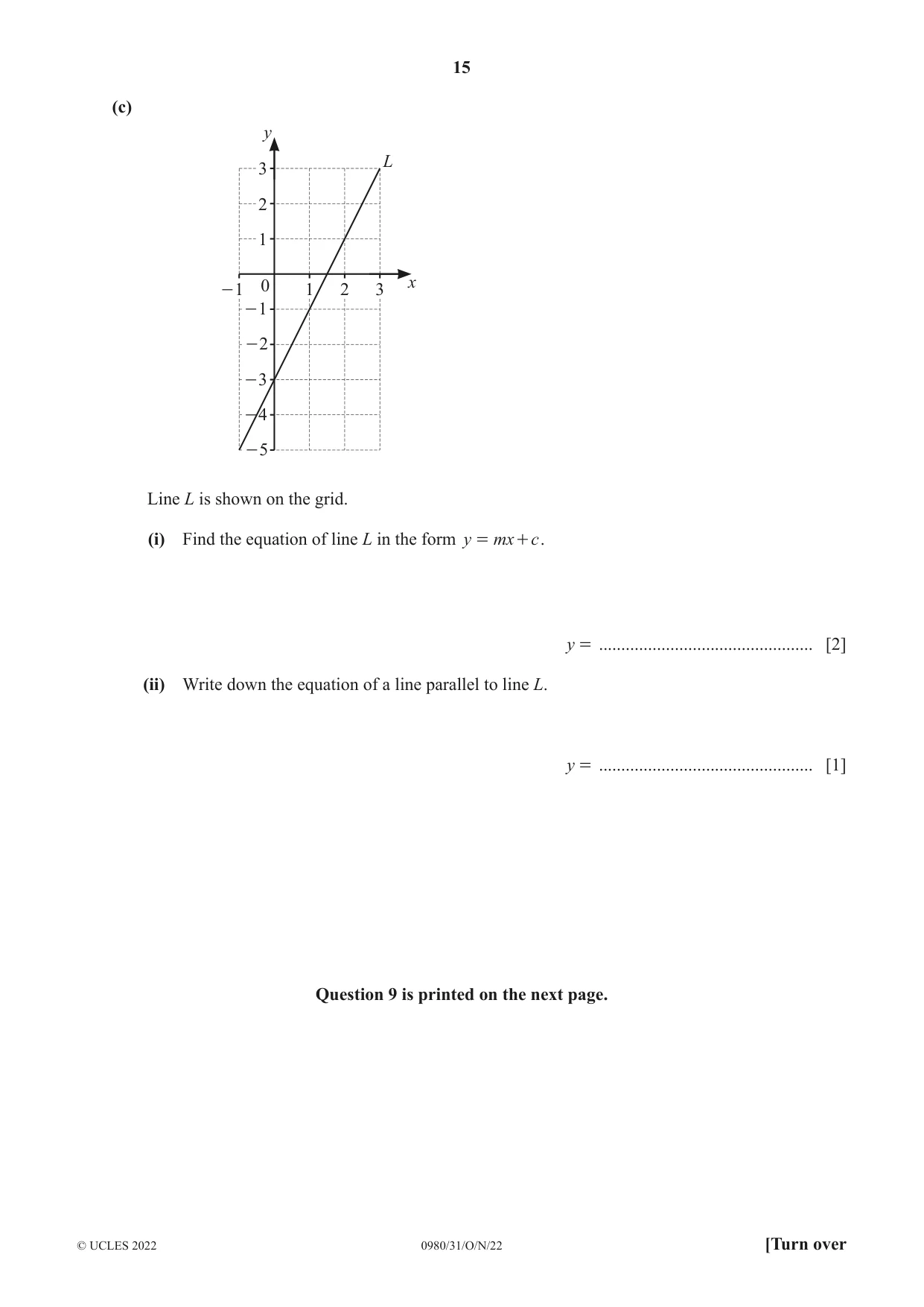 Cambridge IGCSE Mathematics (9-1) 0980 2022 Oct/Nov Paper 3 · Variant 1 question paper, page 15 of 16