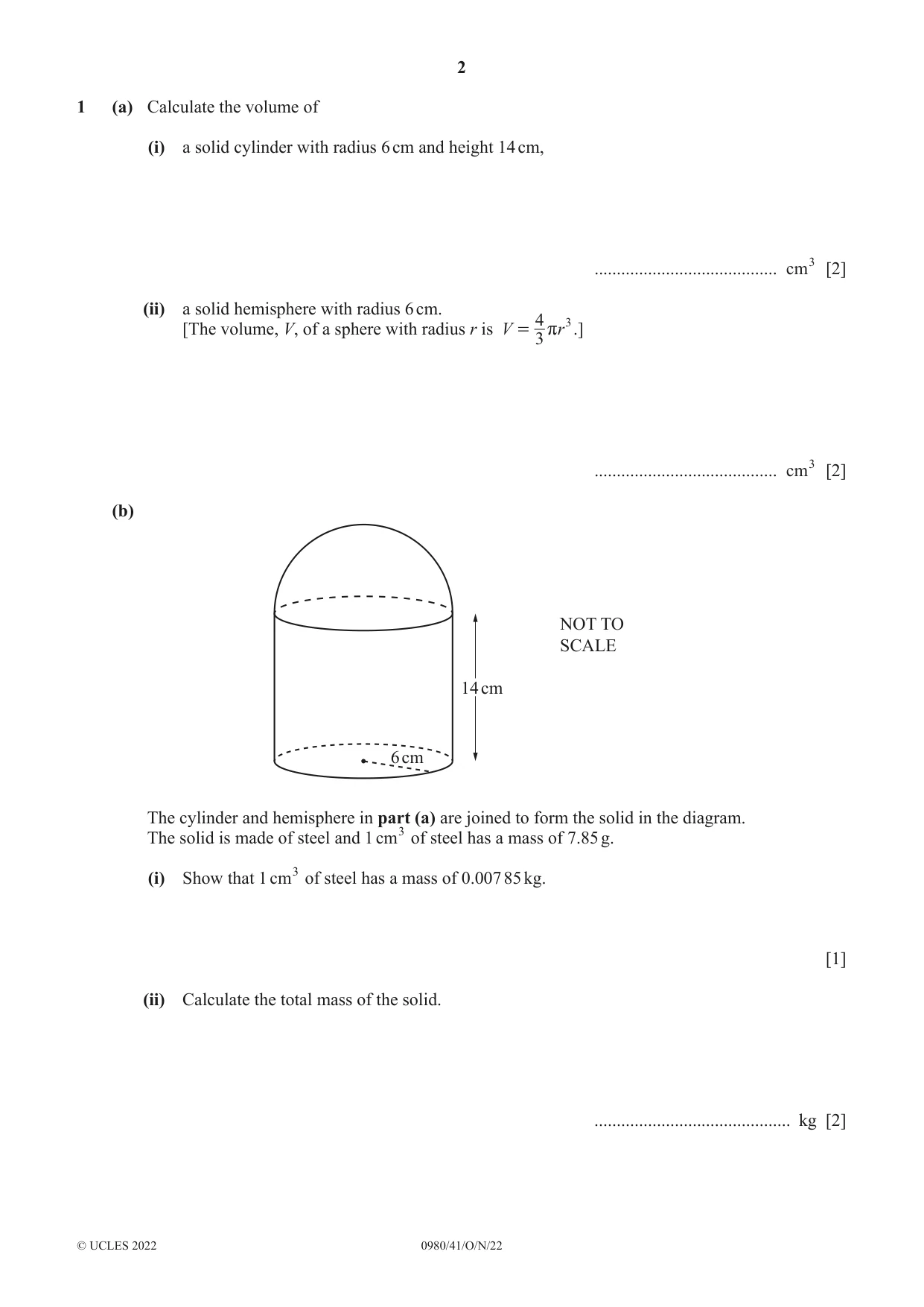 Cambridge IGCSE Mathematics (9-1) 0980 2022 Oct/Nov Paper 4 · Variant 1 question paper, page 2 of 20