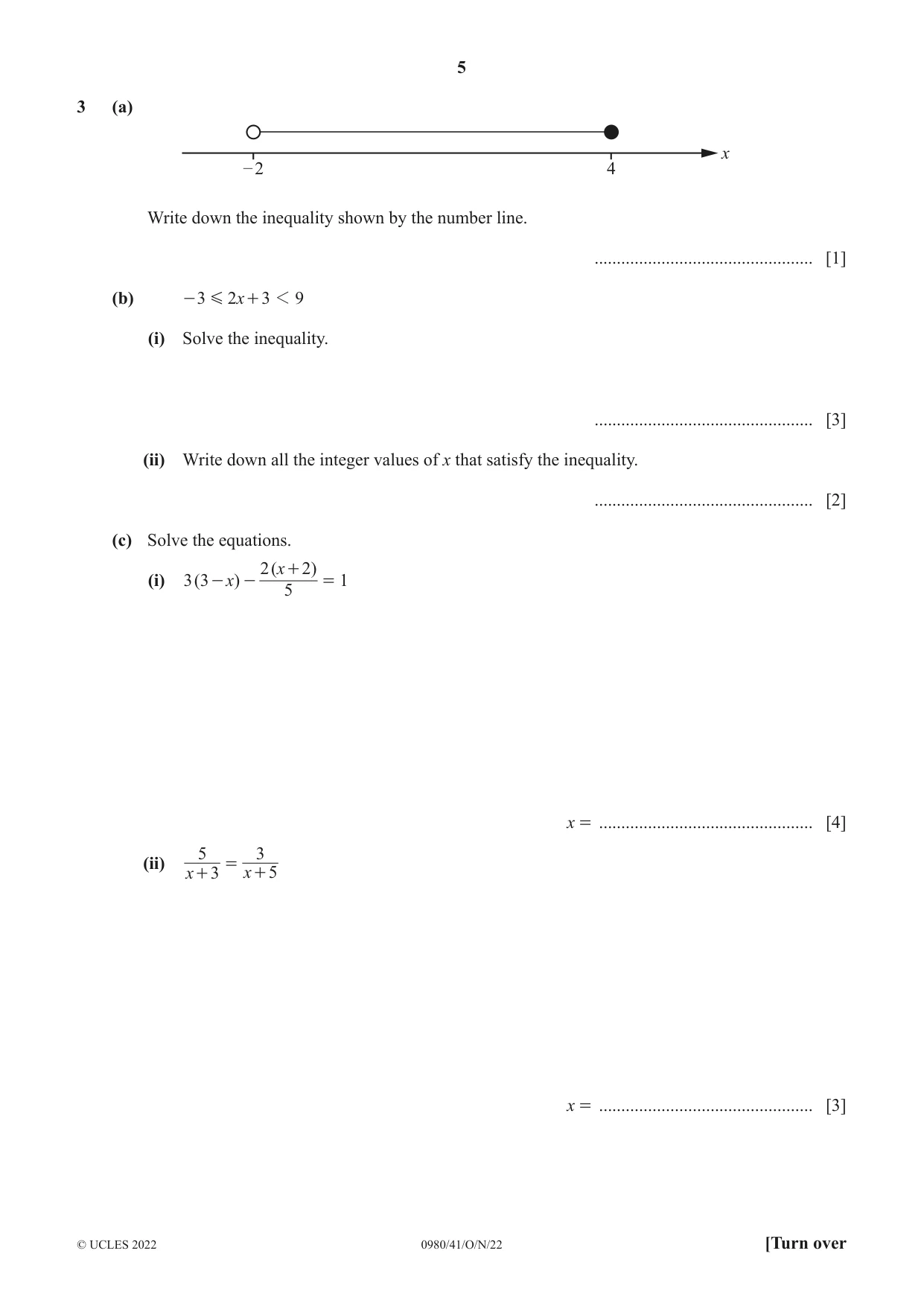 Cambridge IGCSE Mathematics (9-1) 0980 2022 Oct/Nov Paper 4 · Variant 1 question paper, page 5 of 20