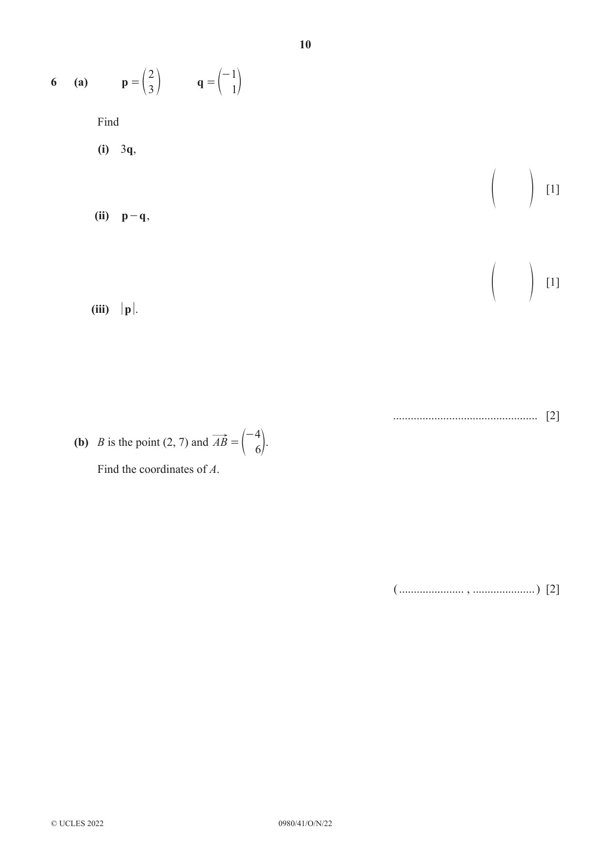 Cambridge IGCSE Mathematics (9-1) 0980 2022 Oct/Nov Paper 4 · Variant 1 question paper, page 10 of 20