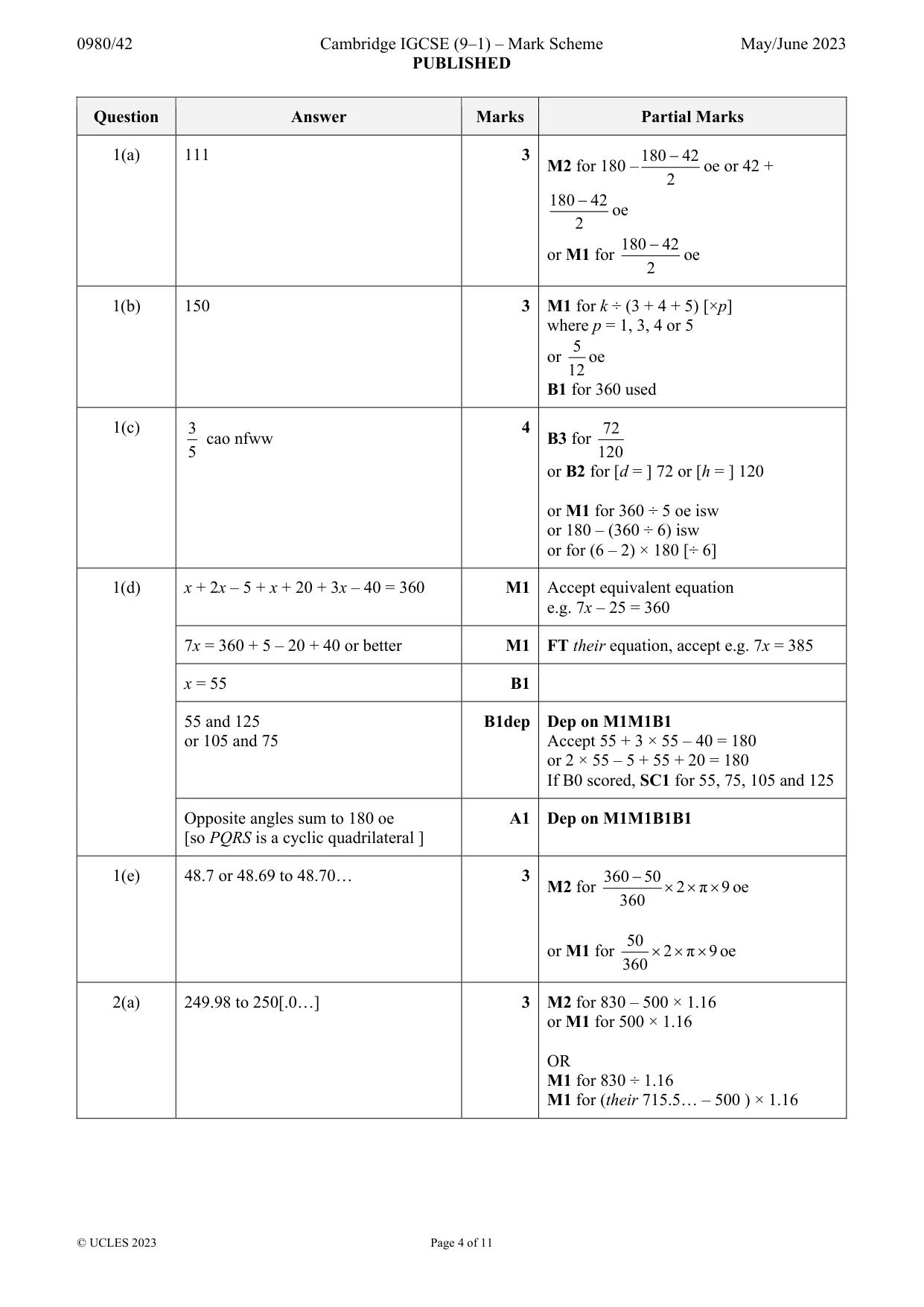 Mark scheme, page 4 of 11