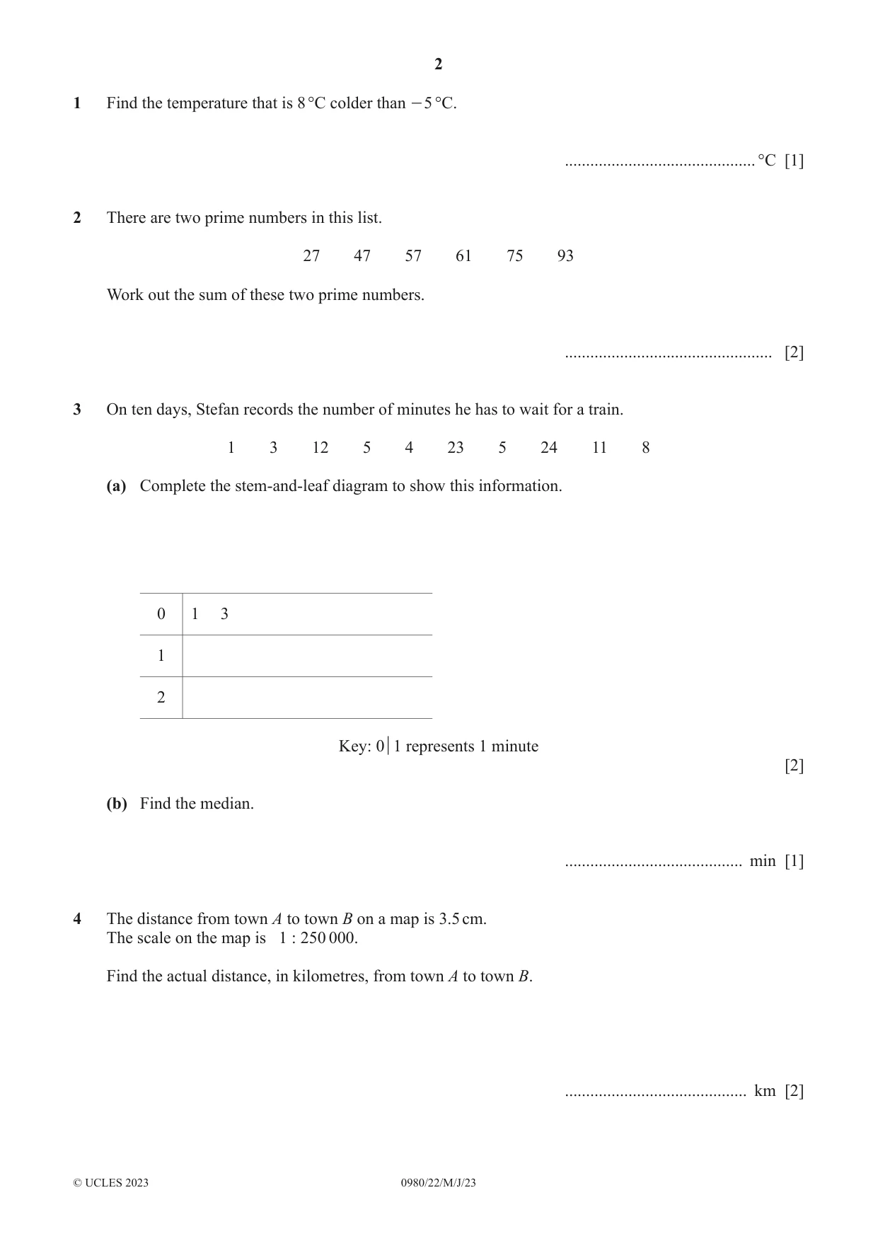 Cambridge IGCSE Mathematics (9-1) 0980 2023 May/June Paper 2 · Variant 2 question paper, page 2 of 12