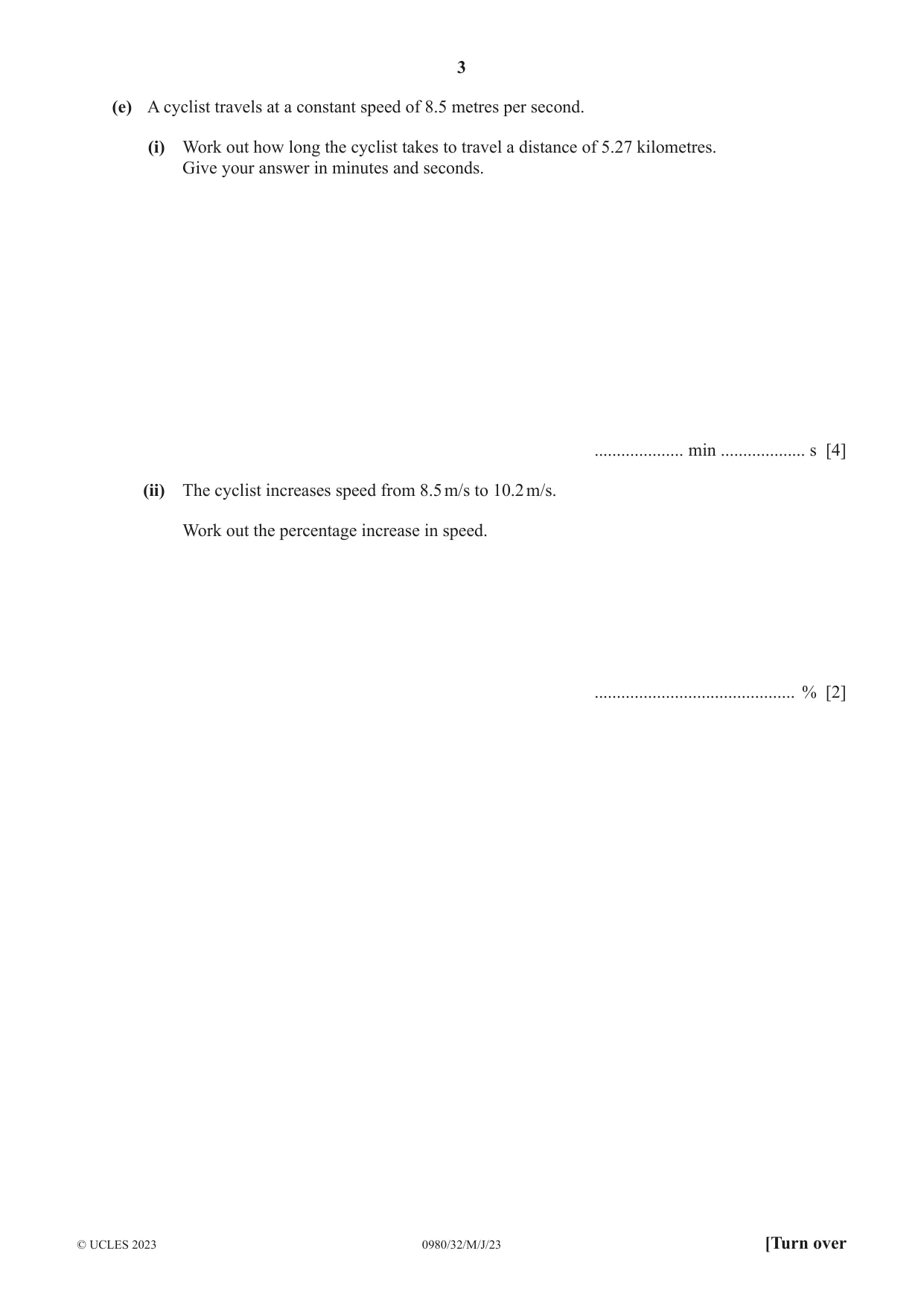 Cambridge IGCSE Mathematics (9-1) 0980 2023 May/June Paper 3 · Variant 2 question paper, page 3 of 20