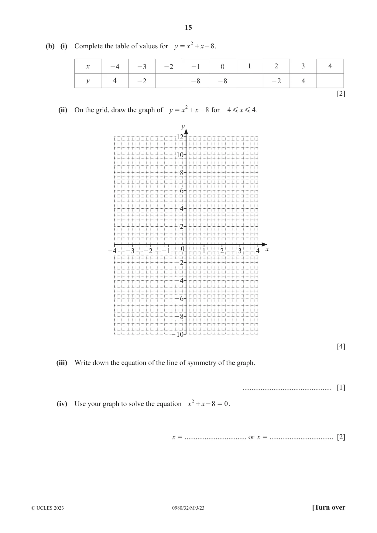 Cambridge IGCSE Mathematics (9-1) 0980 2023 May/June Paper 3 · Variant 2 question paper, page 15 of 20