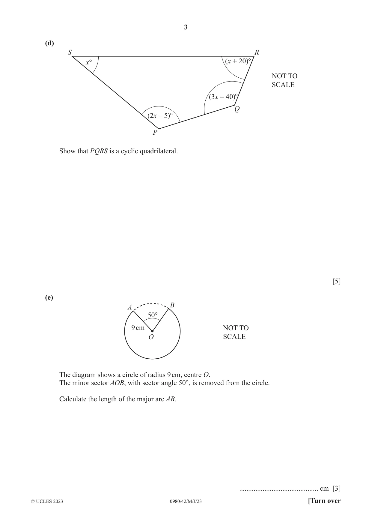 Cambridge IGCSE Mathematics (9-1) 0980 2023 May/June Paper 4 · Variant 2 question paper, page 3 of 20