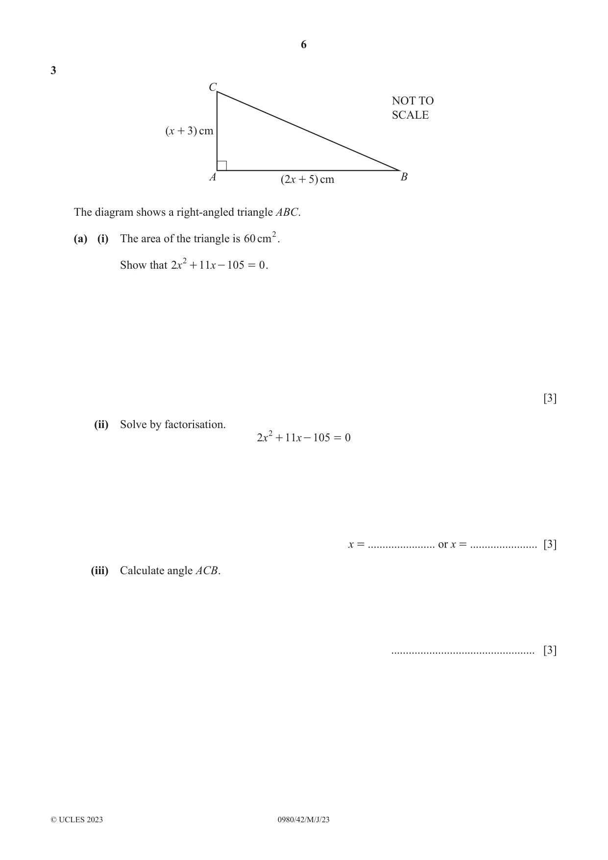 Cambridge IGCSE Mathematics (9-1) 0980 2023 May/June Paper 4 · Variant 2 question paper, page 6 of 20