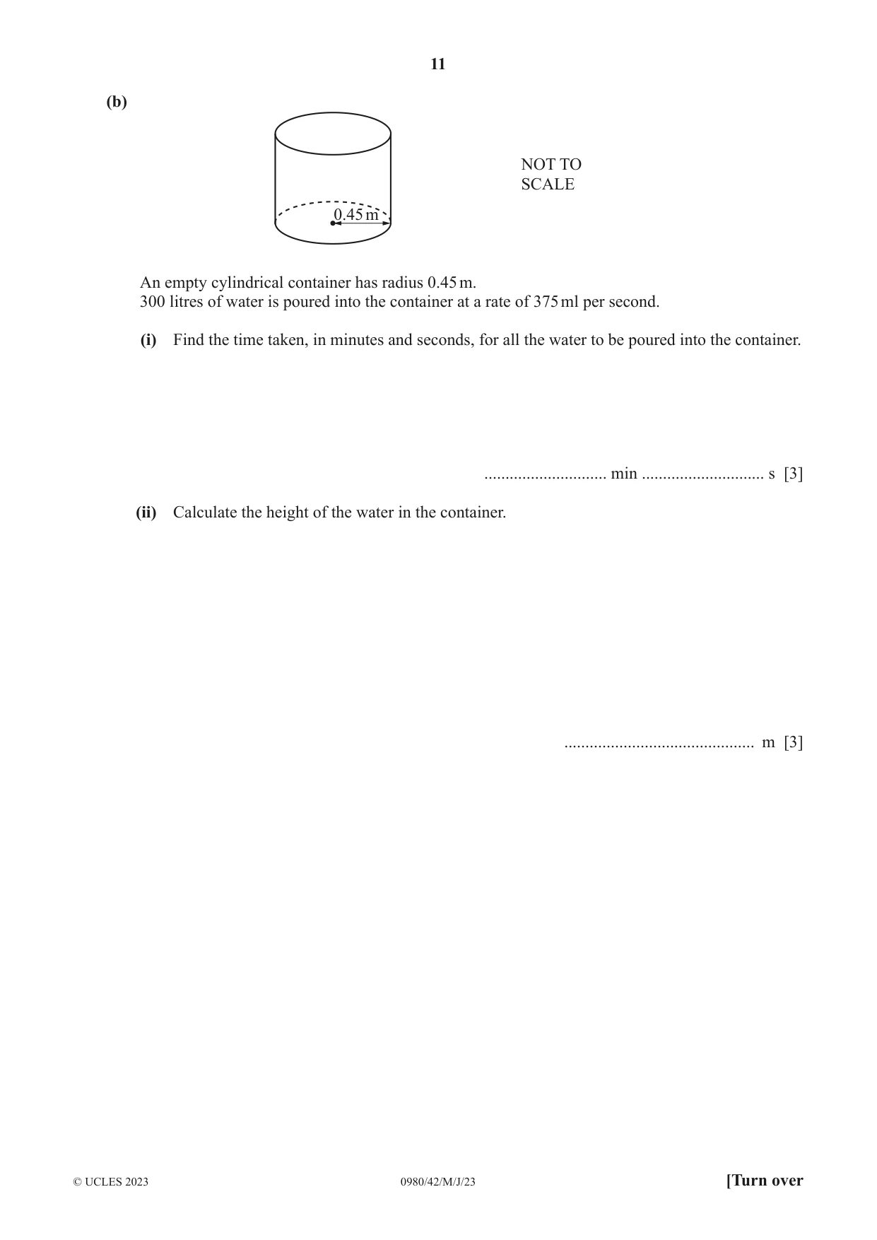 Cambridge IGCSE Mathematics (9-1) 0980 2023 May/June Paper 4 · Variant 2 question paper, page 11 of 20