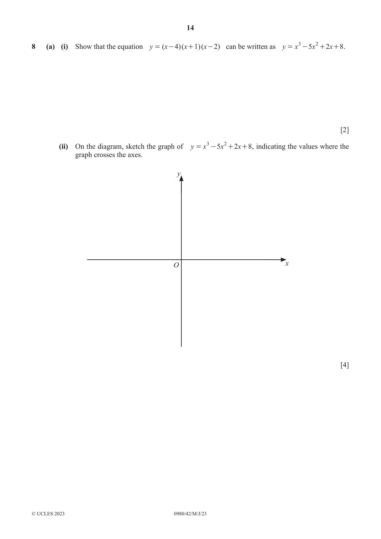 Cambridge IGCSE Mathematics (9-1) 0980 2023 May/June Paper 4 · Variant 2 question paper, page 14 of 20