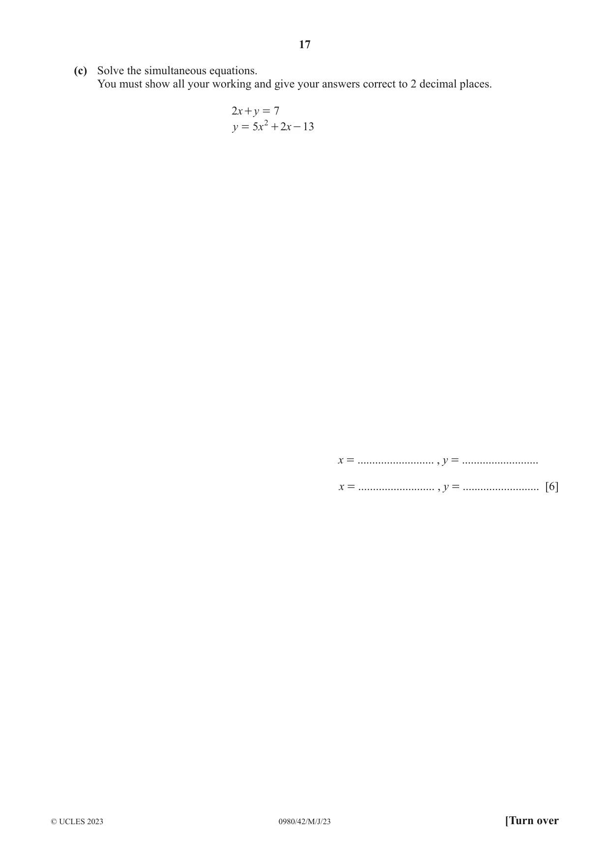 Cambridge IGCSE Mathematics (9-1) 0980 2023 May/June Paper 4 · Variant 2 question paper, page 17 of 20
