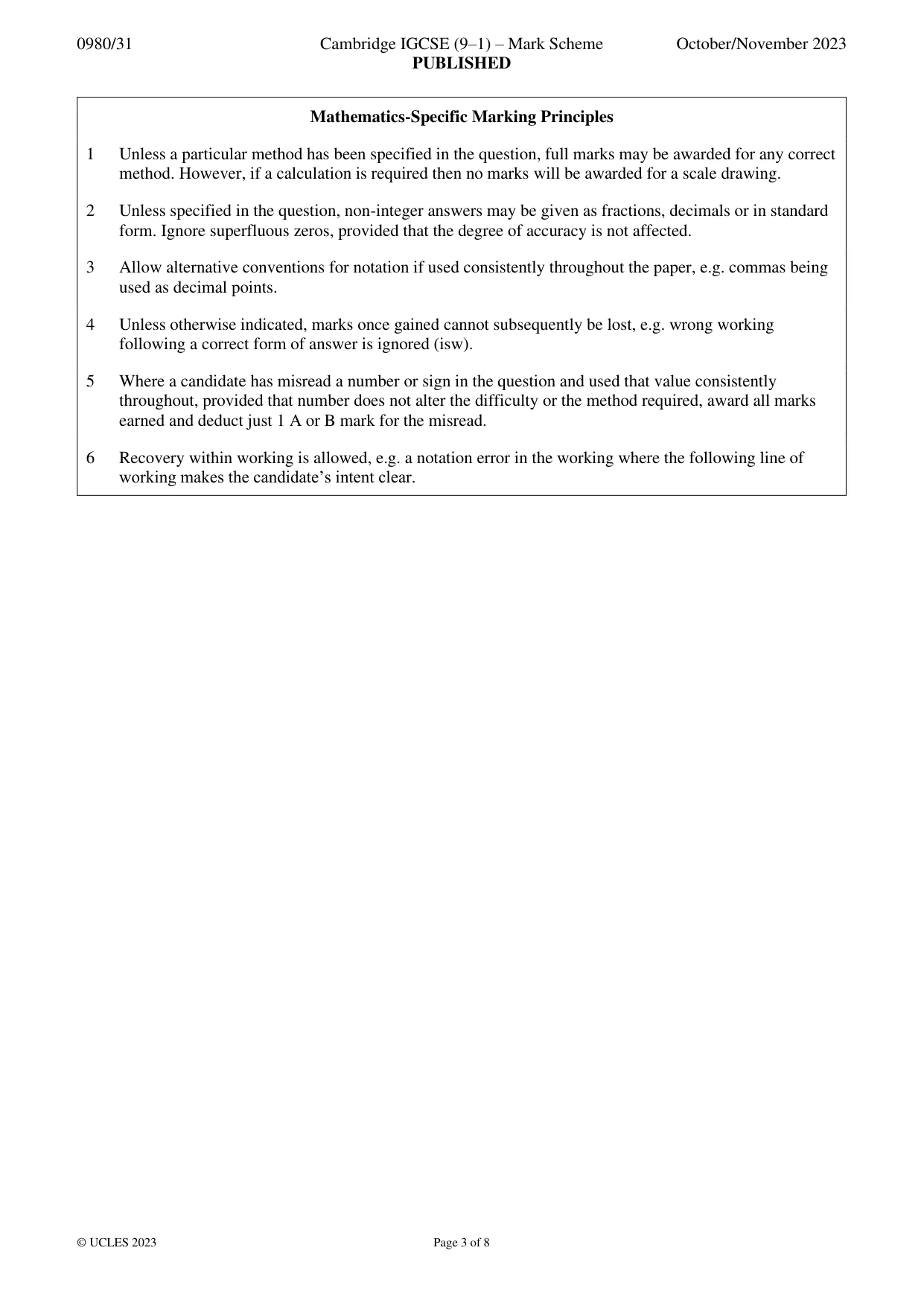 Mark scheme, page 3 of 8