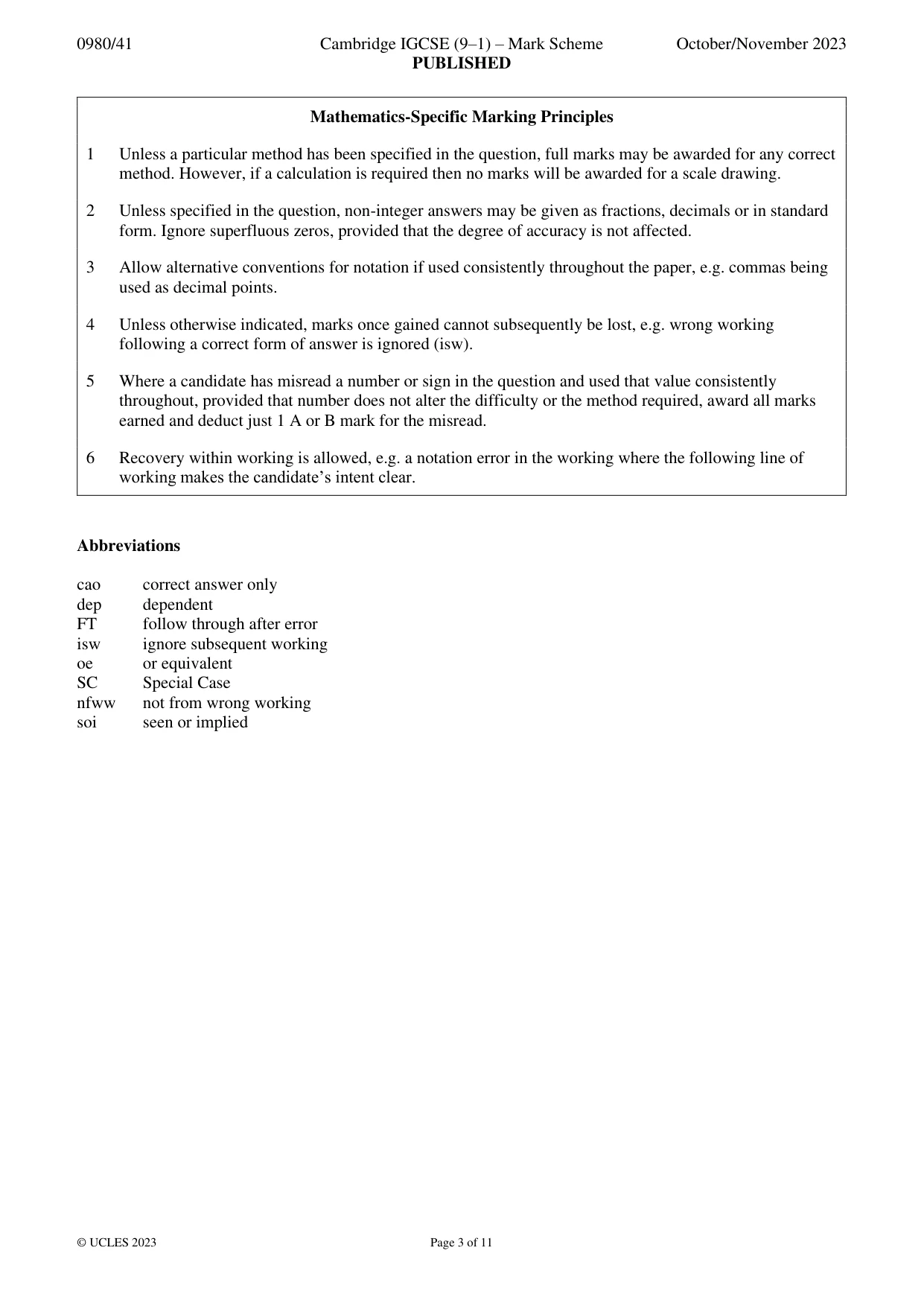 Mark scheme, page 3 of 11