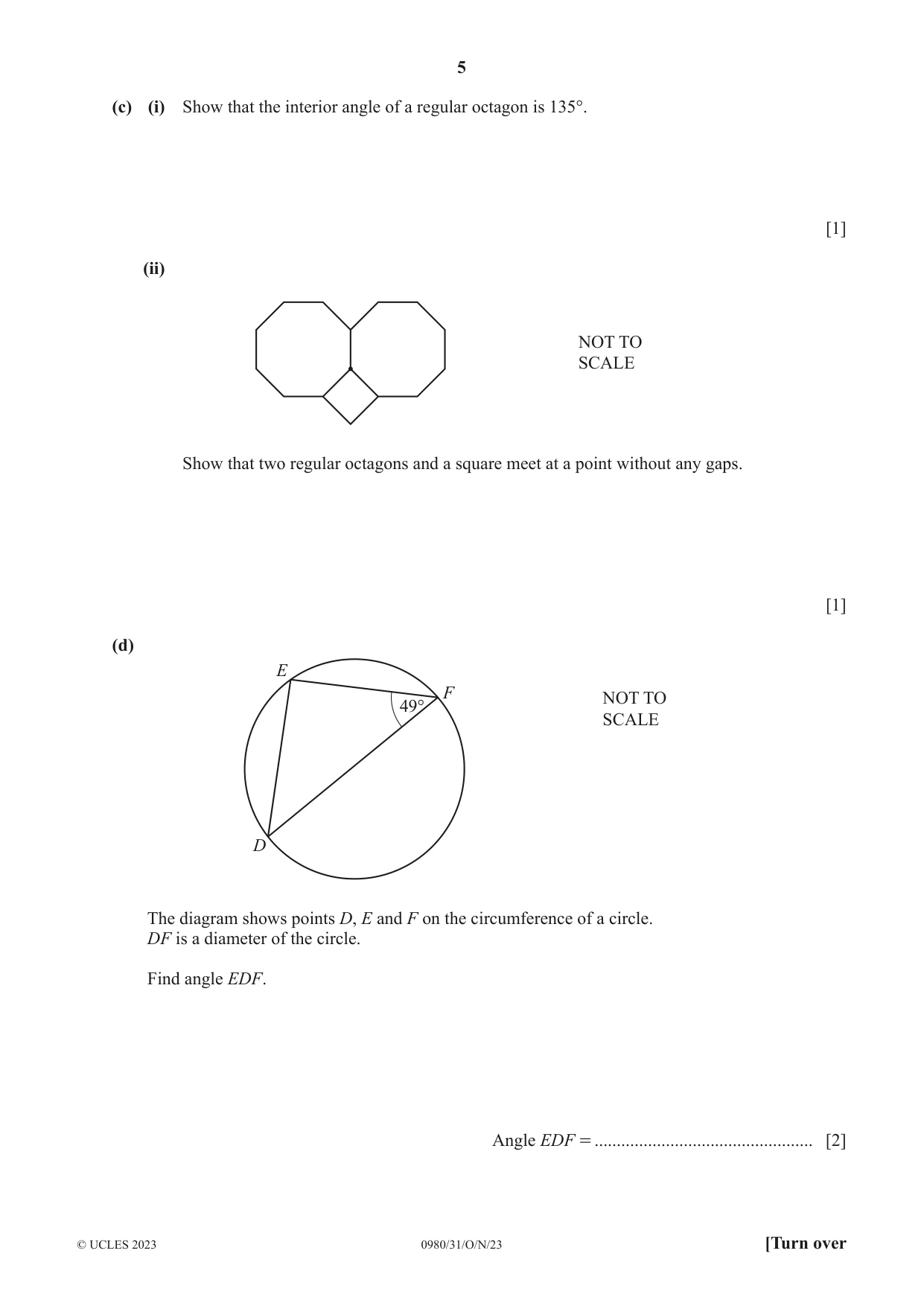 Cambridge IGCSE Mathematics (9-1) 0980 2023 Oct/Nov Paper 3 · Variant 1 question paper, page 5 of 20