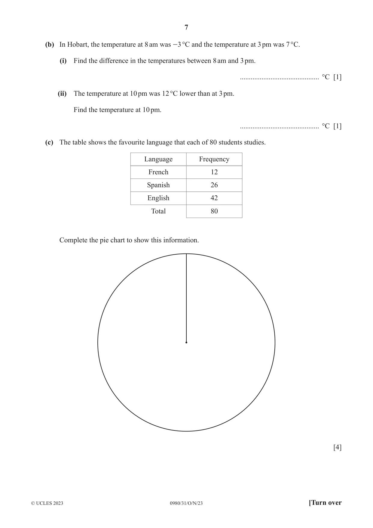 Cambridge IGCSE Mathematics (9-1) 0980 2023 Oct/Nov Paper 3 · Variant 1 question paper, page 7 of 20