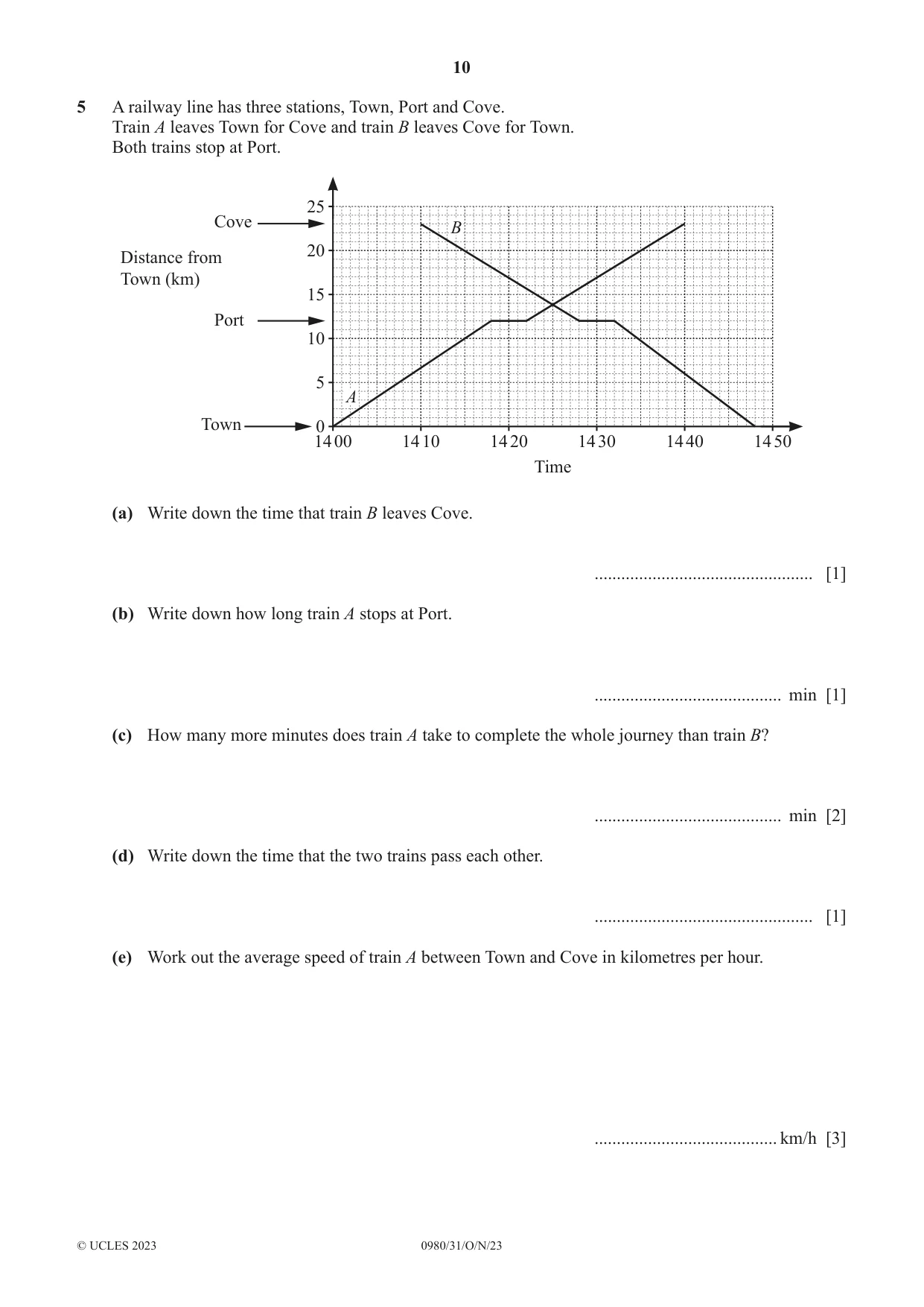 Cambridge IGCSE Mathematics (9-1) 0980 2023 Oct/Nov Paper 3 · Variant 1 question paper, page 10 of 20