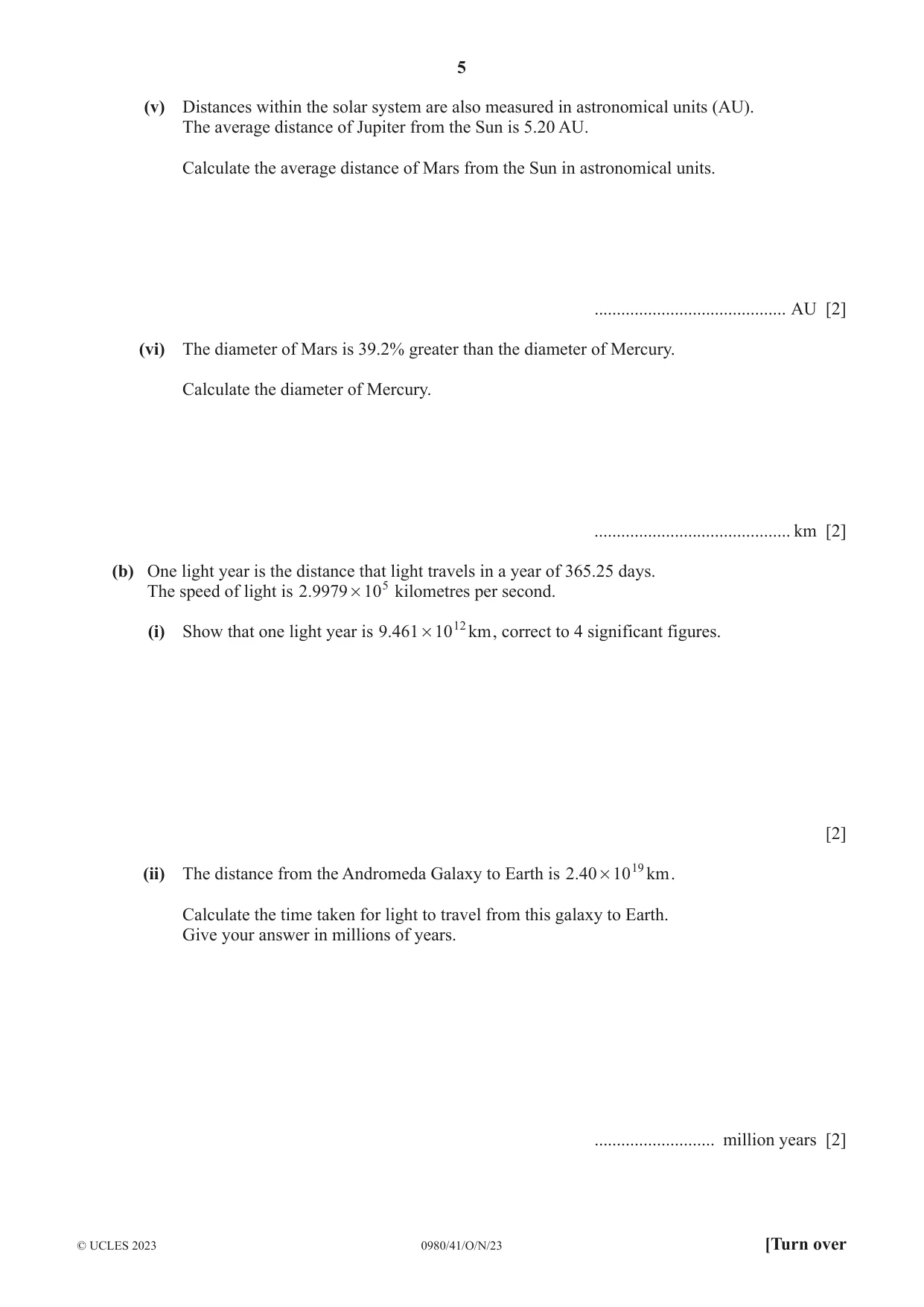 Cambridge IGCSE Mathematics (9-1) 0980 2023 Oct/Nov Paper 4 · Variant 1 question paper, page 5 of 20