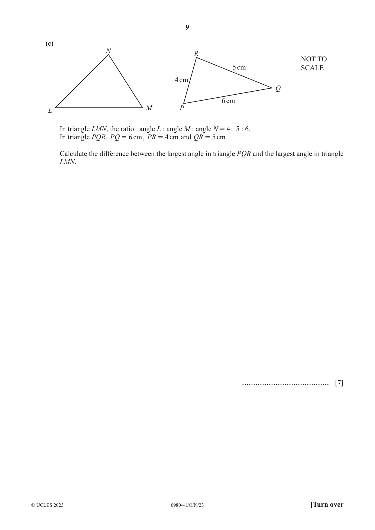 Cambridge IGCSE Mathematics (9-1) 0980 2023 Oct/Nov Paper 4 · Variant 1 question paper, page 9 of 20