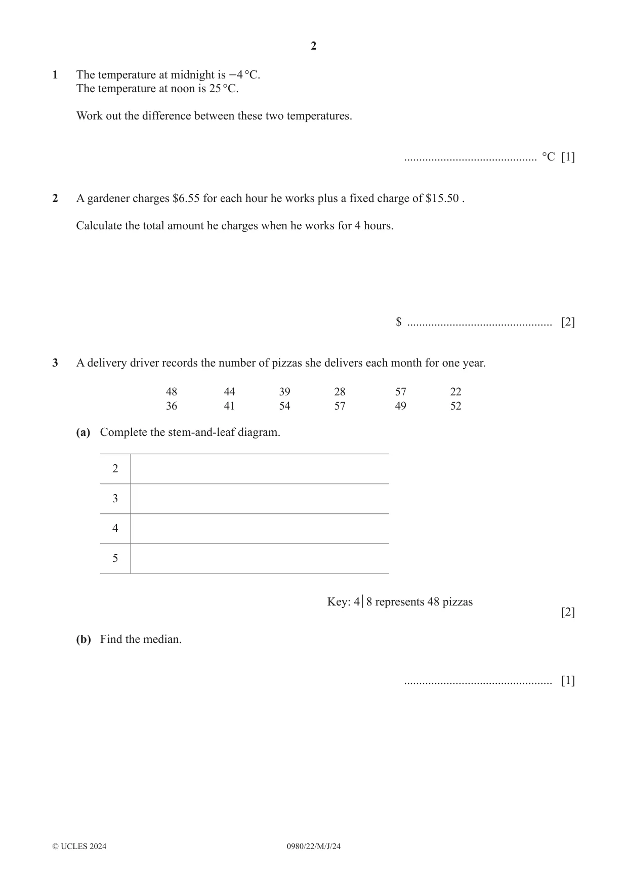 Cambridge IGCSE Mathematics (9-1) 0980 2024 May/June Paper 2 · Variant 2 question paper, page 2 of 12