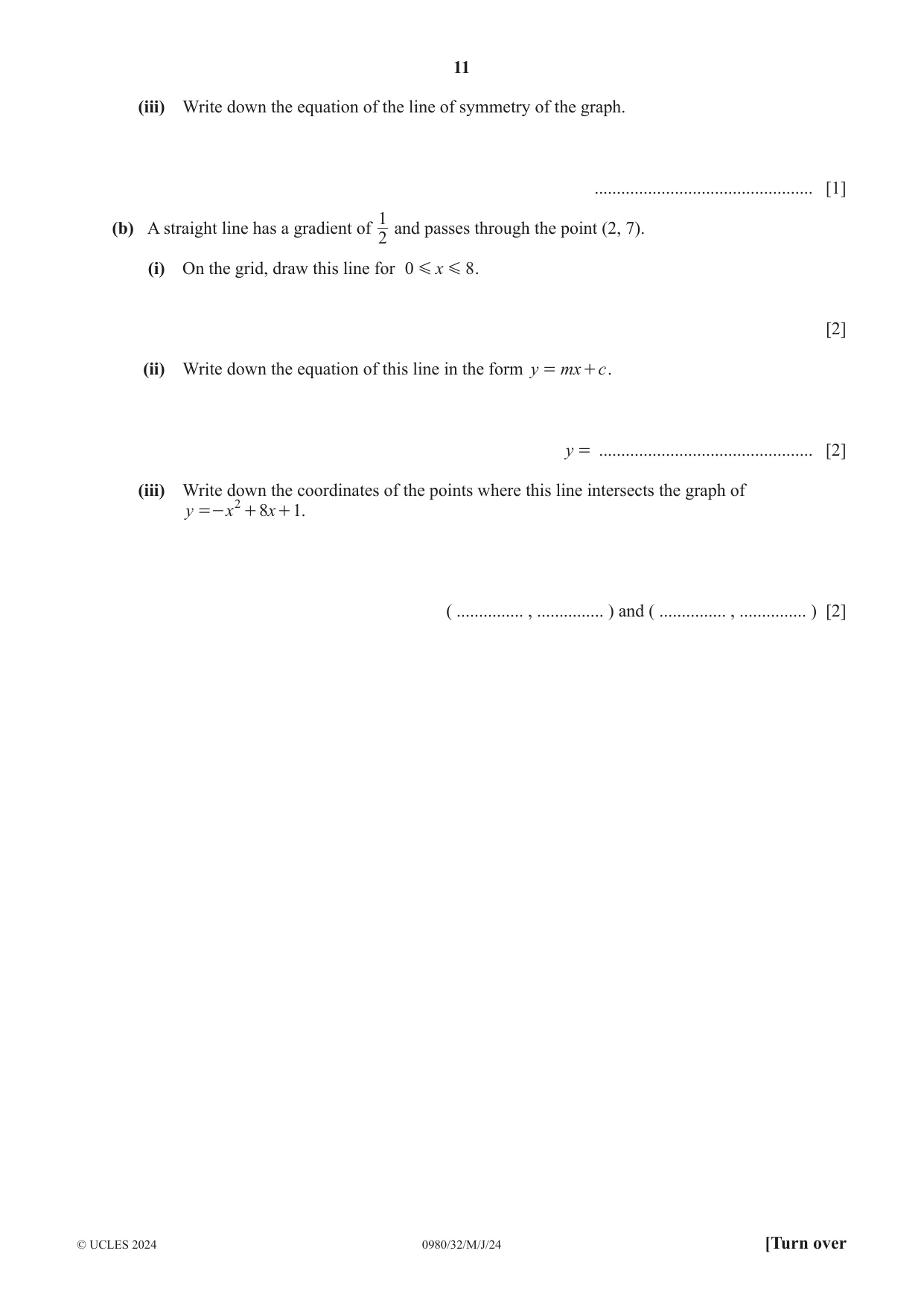 Cambridge IGCSE Mathematics (9-1) 0980 2024 May/June Paper 3 · Variant 2 question paper, page 11 of 16