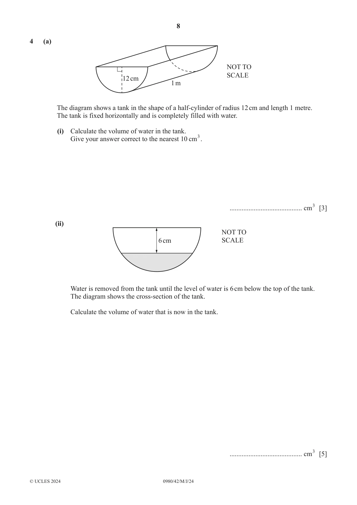 Cambridge IGCSE Mathematics (9-1) 0980 2024 May/June Paper 4 · Variant 2 question paper, page 8 of 20