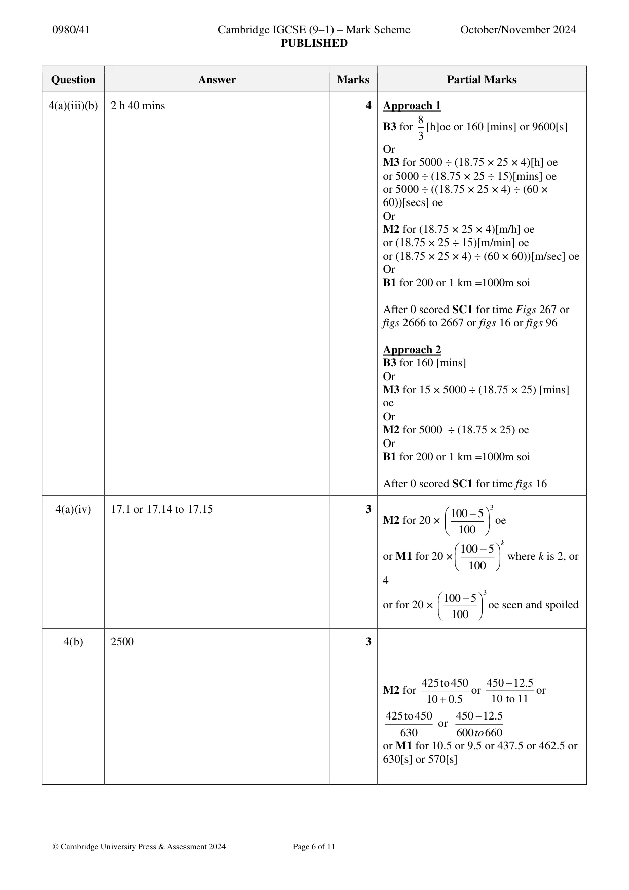 Mark scheme, page 6 of 11