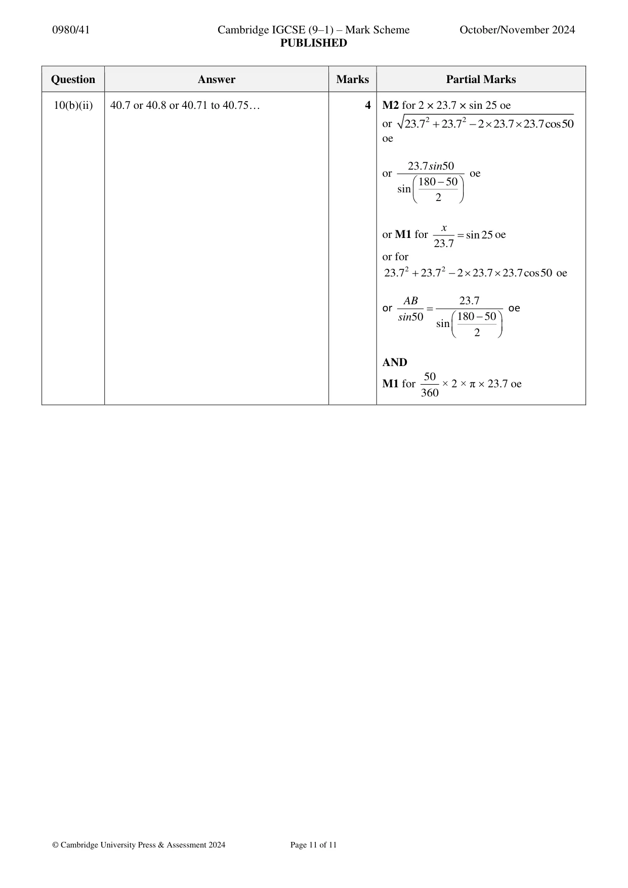 Mark scheme, page 11 of 11