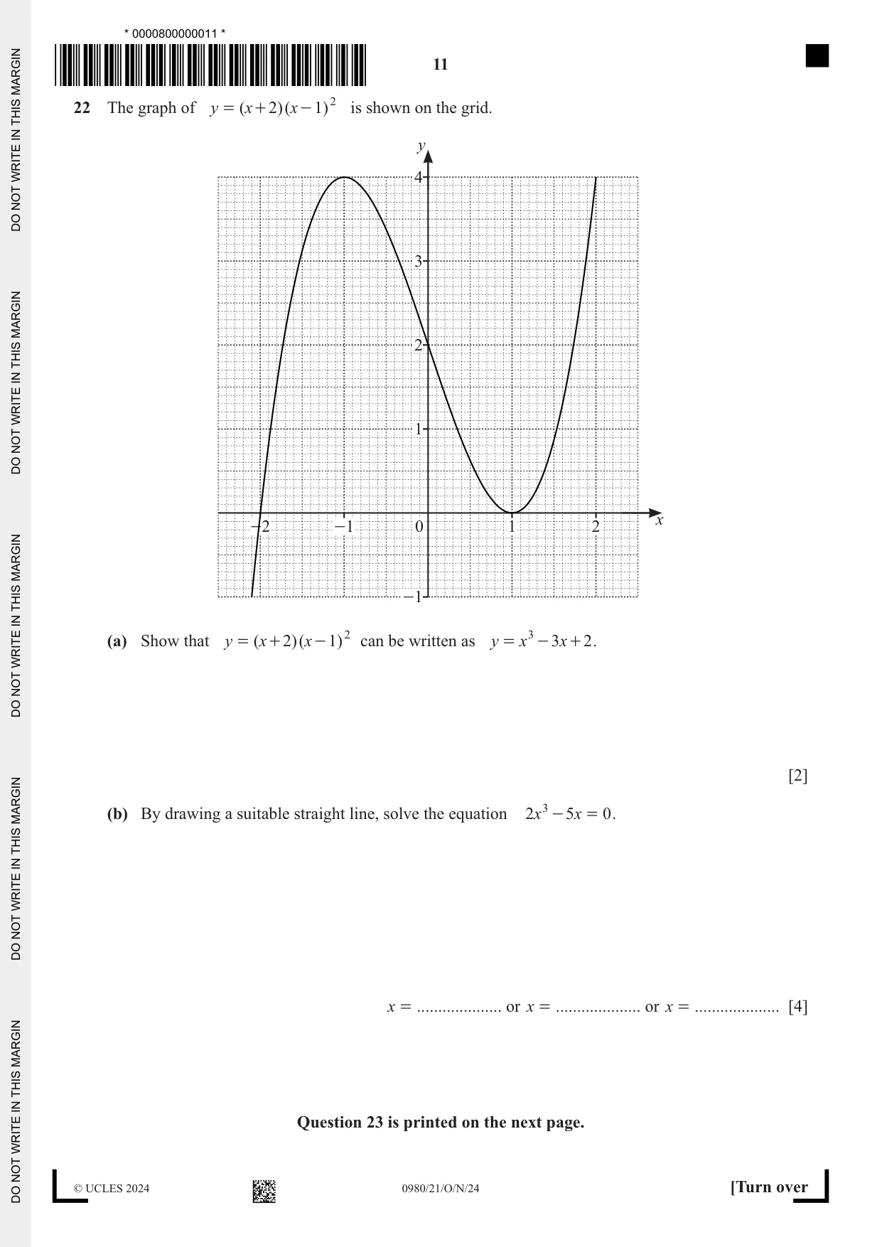 Cambridge IGCSE Mathematics (9-1) 0980 2024 Oct/Nov Paper 2 · Variant 1 question paper, page 11 of 12