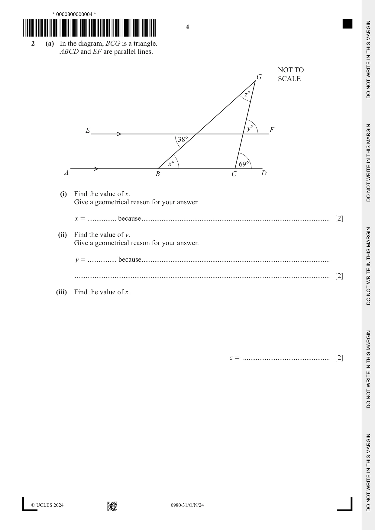 Cambridge IGCSE Mathematics (9-1) 0980 2024 Oct/Nov Paper 3 · Variant 1 question paper, page 4 of 20