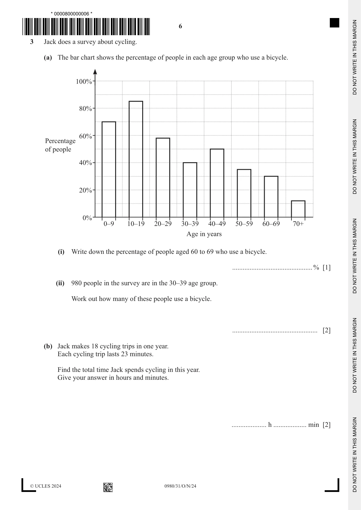 Cambridge IGCSE Mathematics (9-1) 0980 2024 Oct/Nov Paper 3 · Variant 1 question paper, page 6 of 20