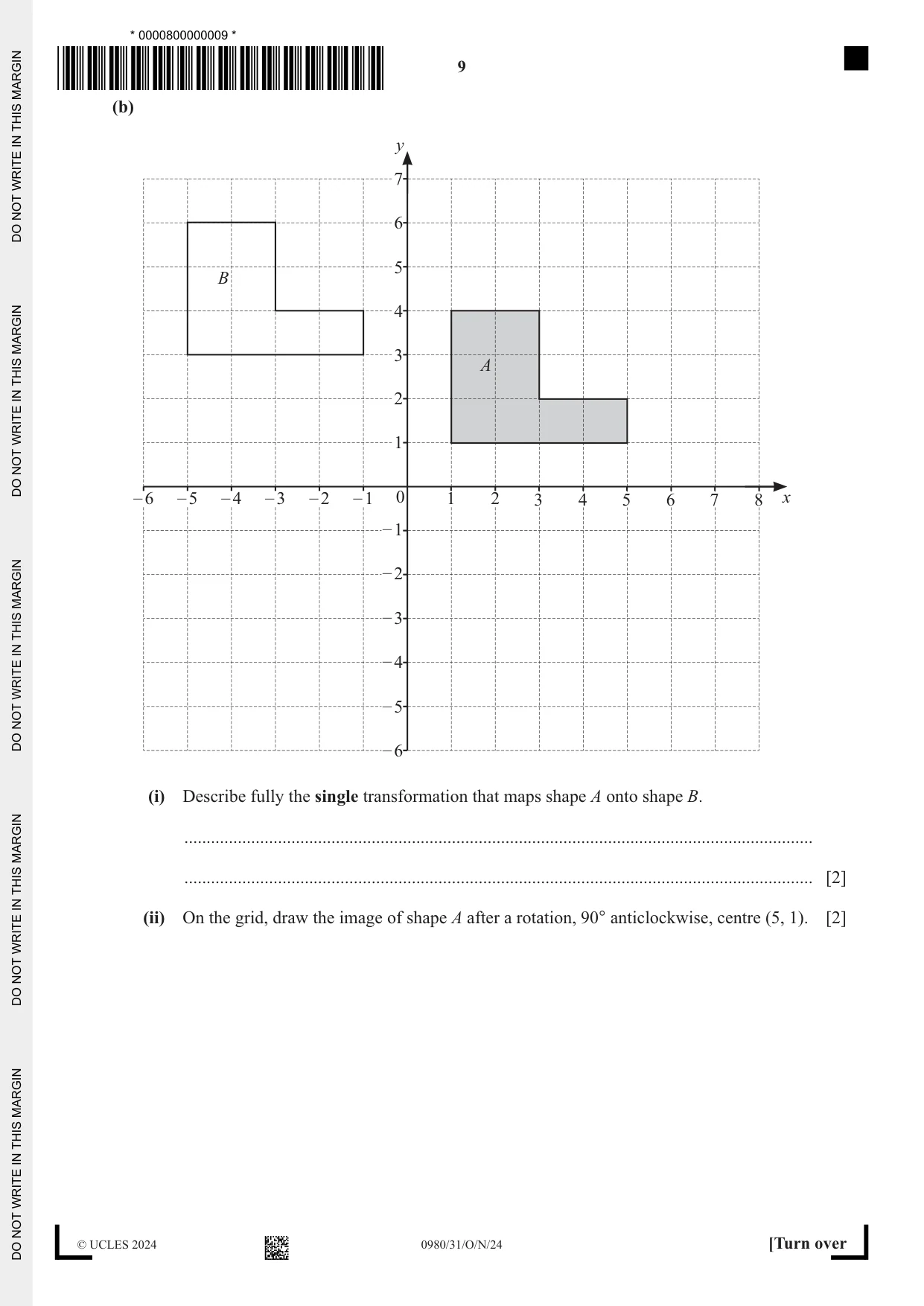 Cambridge IGCSE Mathematics (9-1) 0980 2024 Oct/Nov Paper 3 · Variant 1 question paper, page 9 of 20