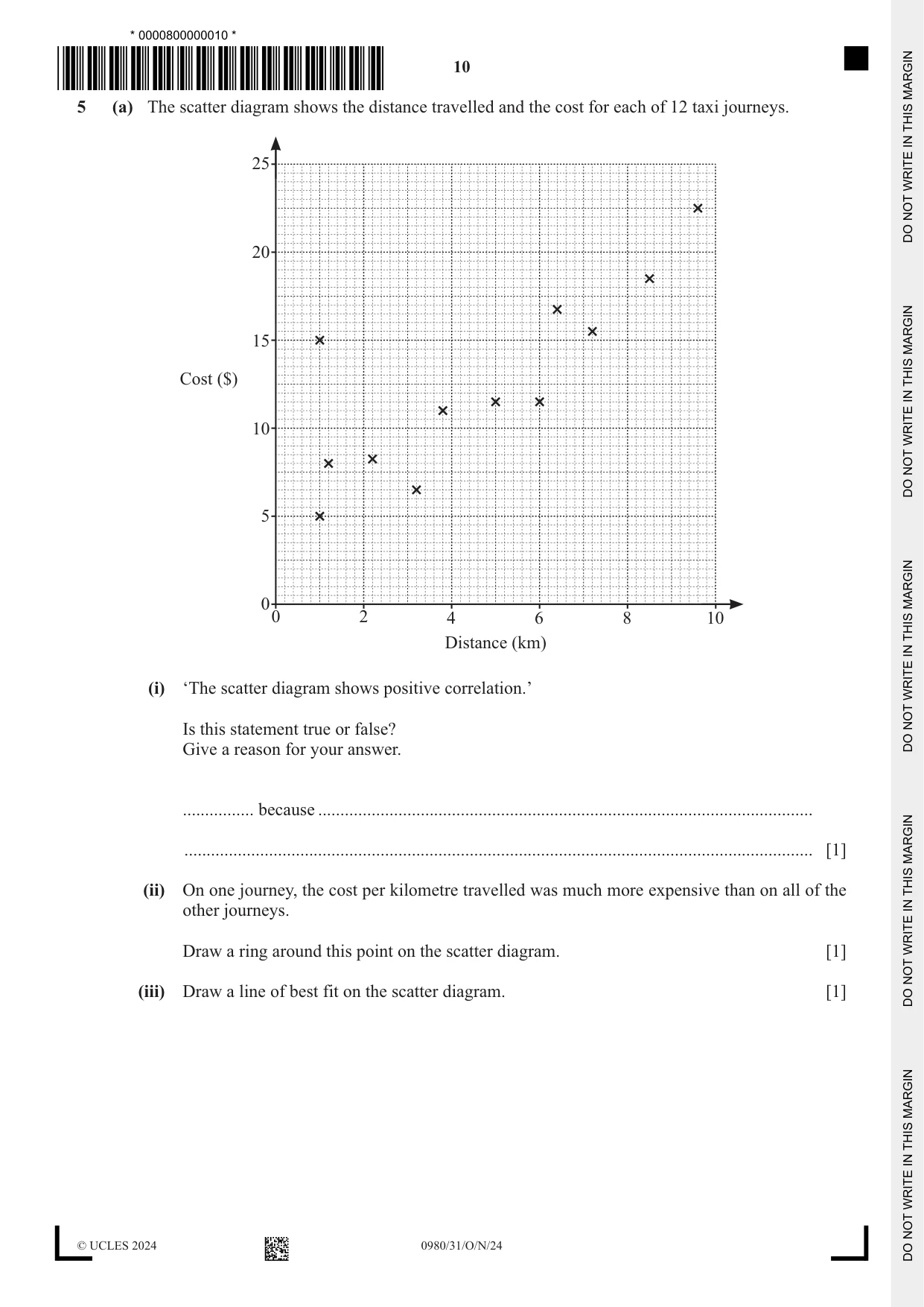 Cambridge IGCSE Mathematics (9-1) 0980 2024 Oct/Nov Paper 3 · Variant 1 question paper, page 10 of 20