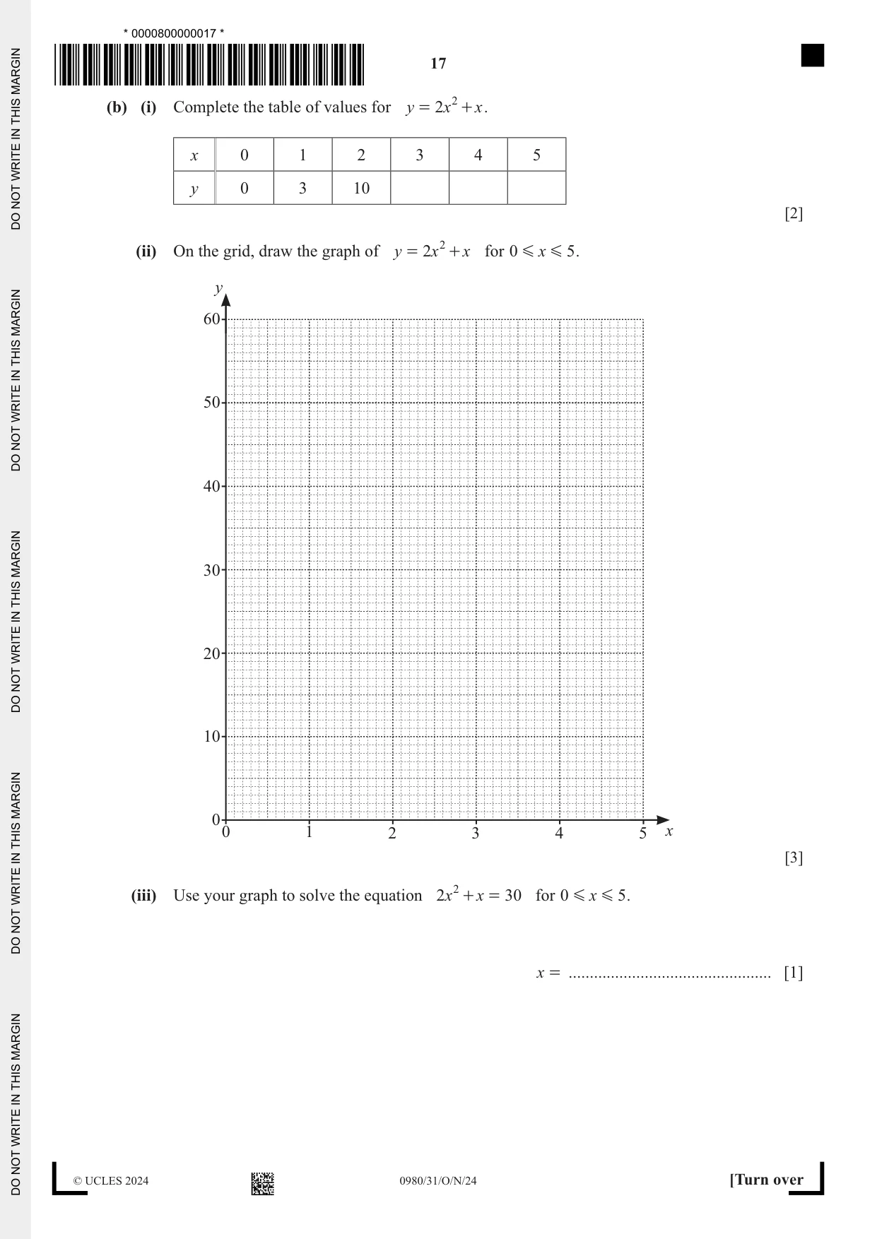 Cambridge IGCSE Mathematics (9-1) 0980 2024 Oct/Nov Paper 3 · Variant 1 question paper, page 17 of 20
