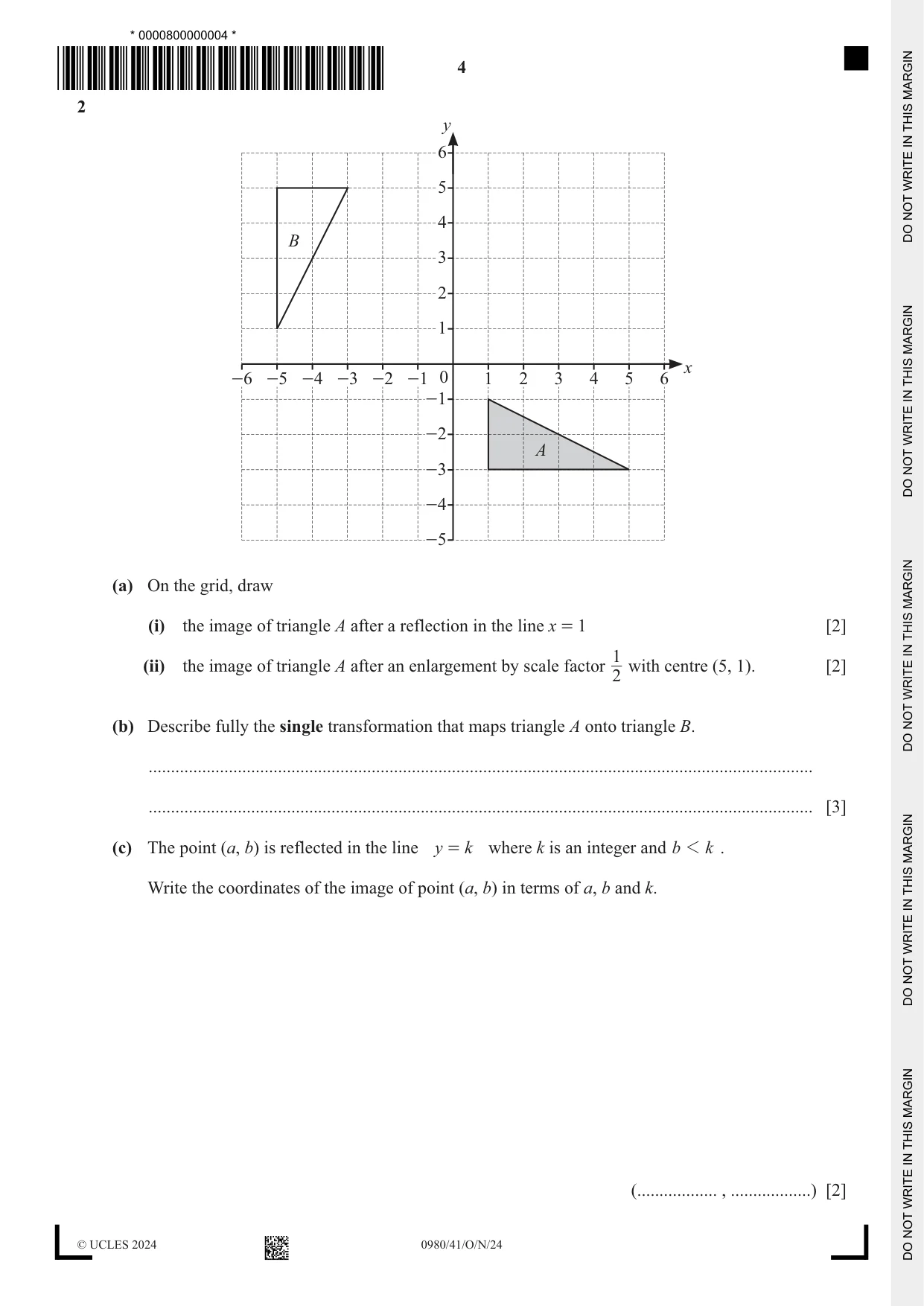 Cambridge IGCSE Mathematics (9-1) 0980 2024 Oct/Nov Paper 4 · Variant 1 question paper, page 4 of 20