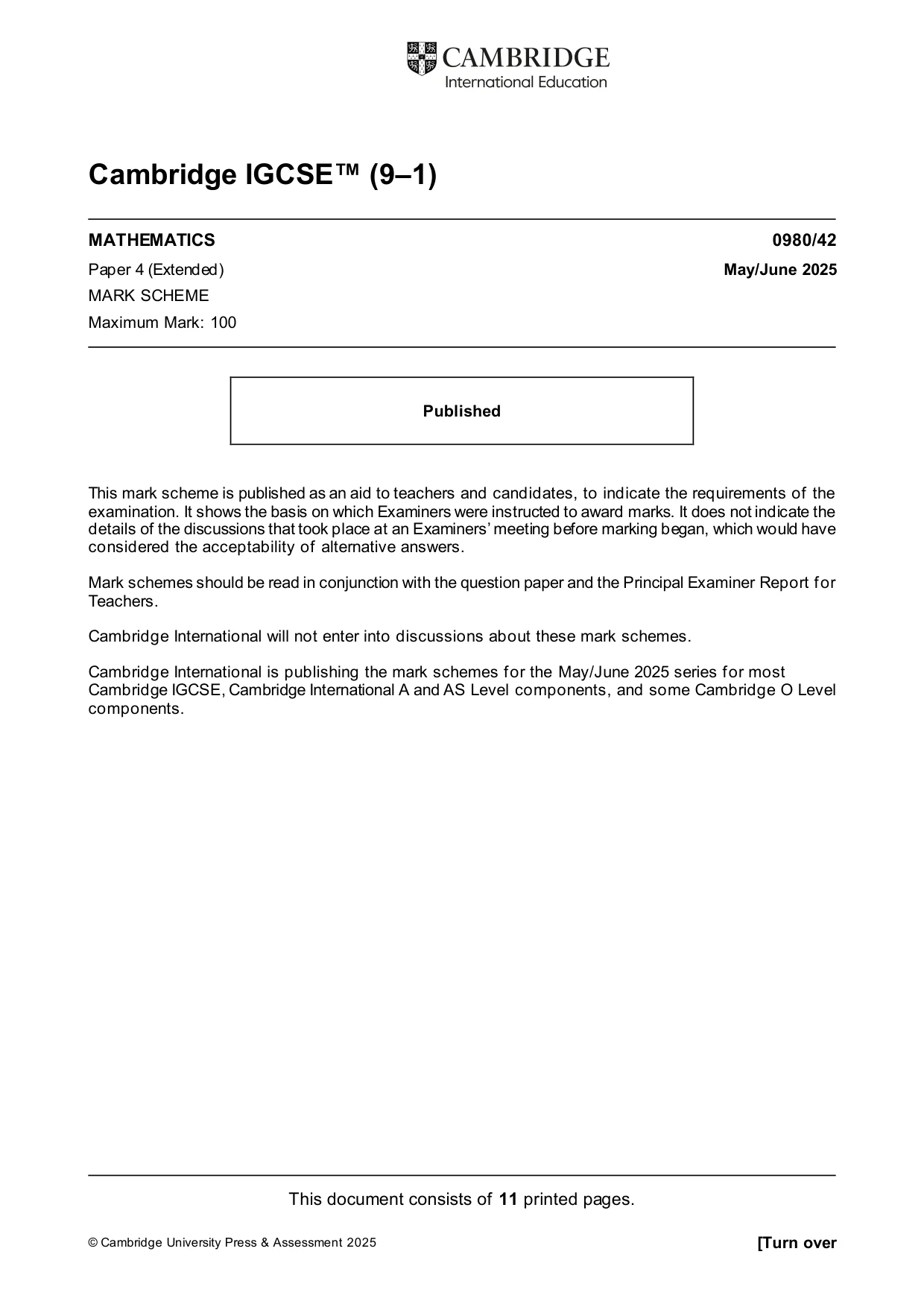 Mark scheme, page 1 of 11
