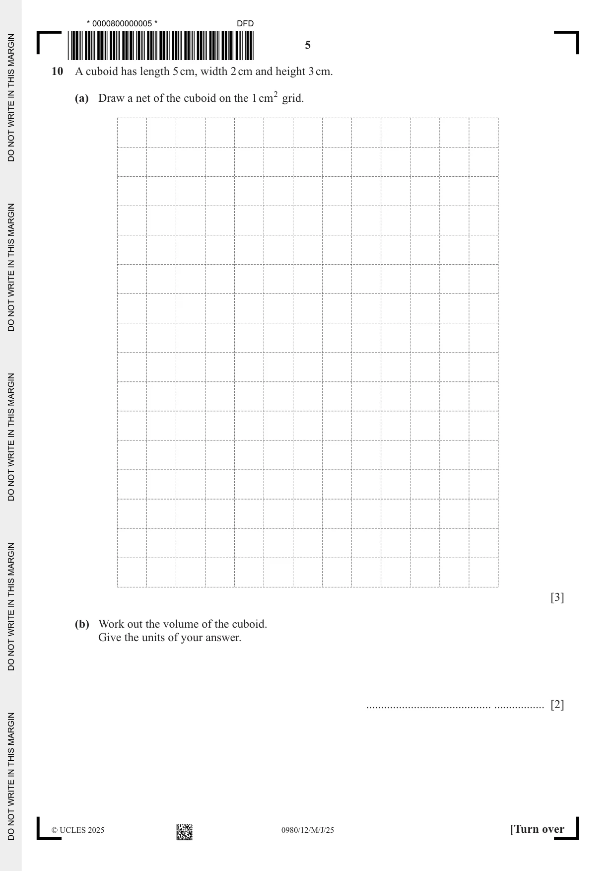 Cambridge IGCSE Mathematics (9-1) 0980 2025 May/June Paper 1 · Variant 2 question paper, page 5 of 16
