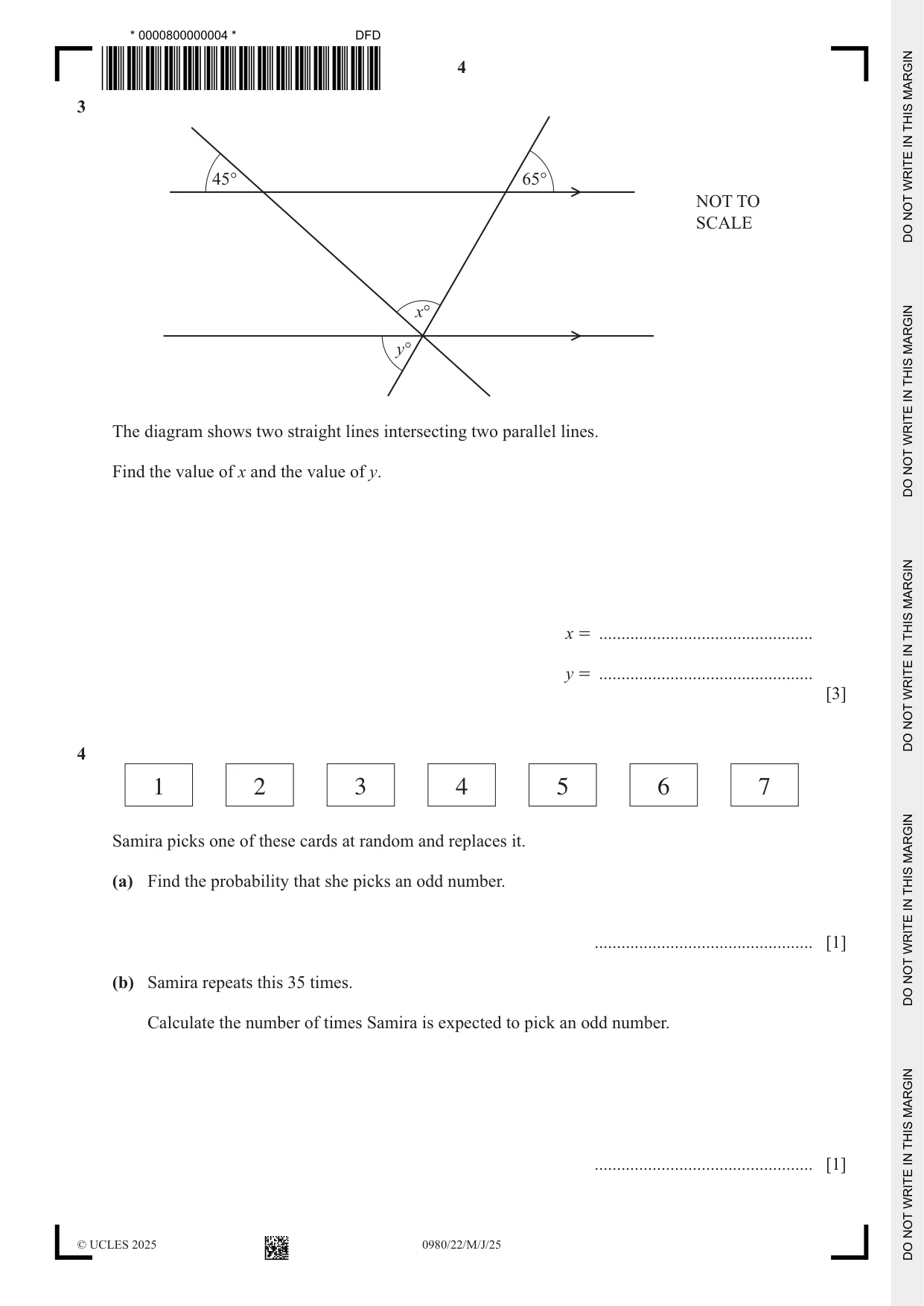 Cambridge IGCSE Mathematics (9-1) 0980 2025 May/June Paper 2 · Variant 2 question paper, page 4 of 20