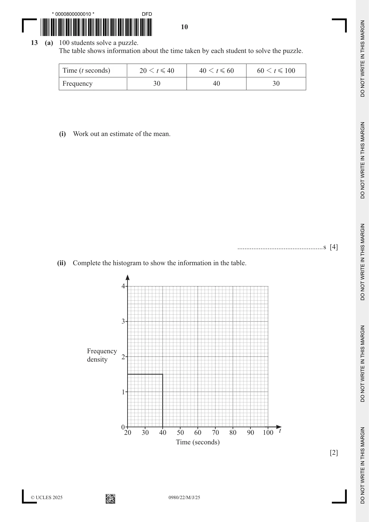 Cambridge IGCSE Mathematics (9-1) 0980 2025 May/June Paper 2 · Variant 2 question paper, page 10 of 20