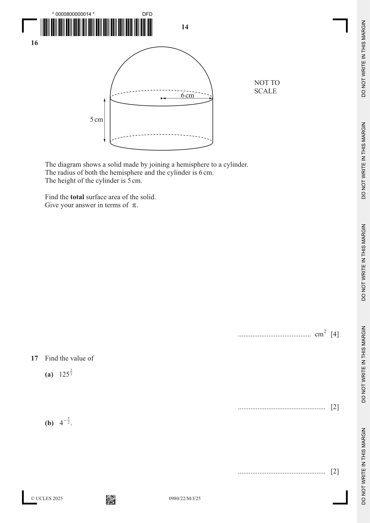 Cambridge IGCSE Mathematics (9-1) 0980 2025 May/June Paper 2 · Variant 2 question paper, page 14 of 20